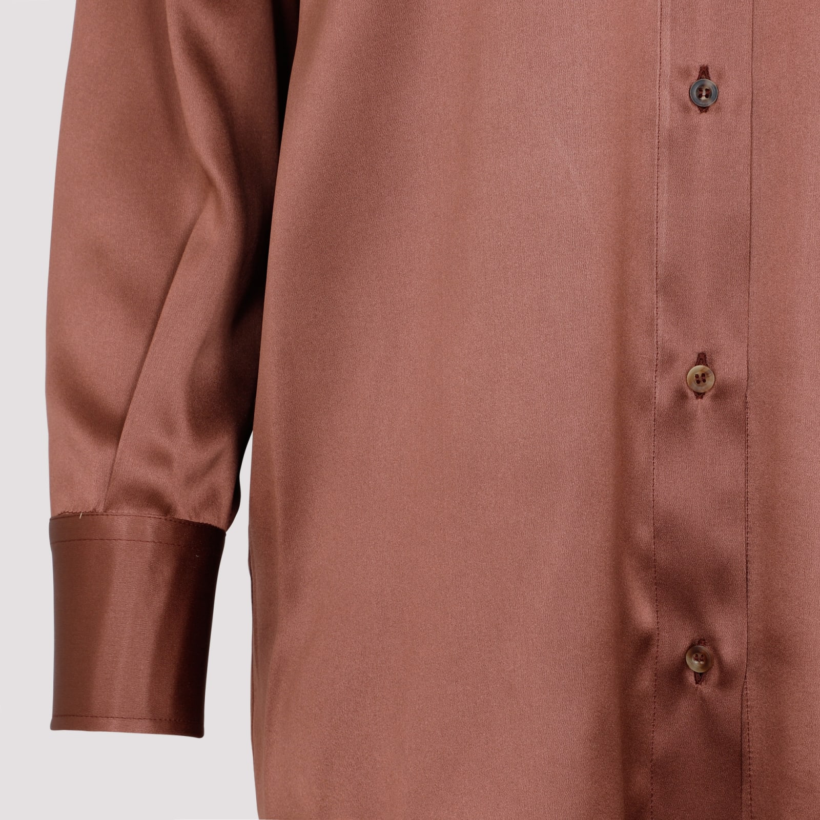 Shop Brunello Cucinelli Silk Shirt In Palissandro