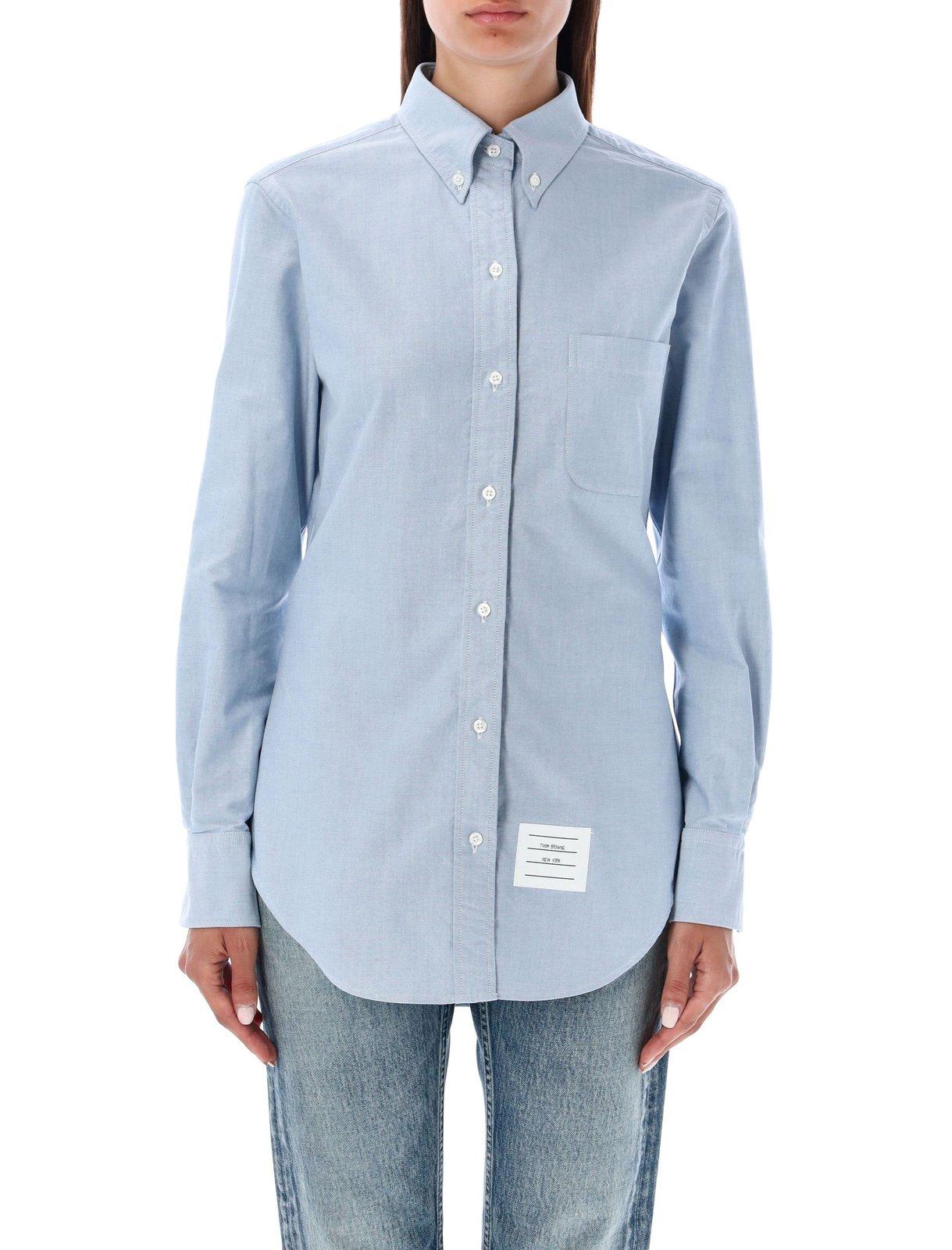Shop Thom Browne Oxford Button-up Shirt In Clear Blue