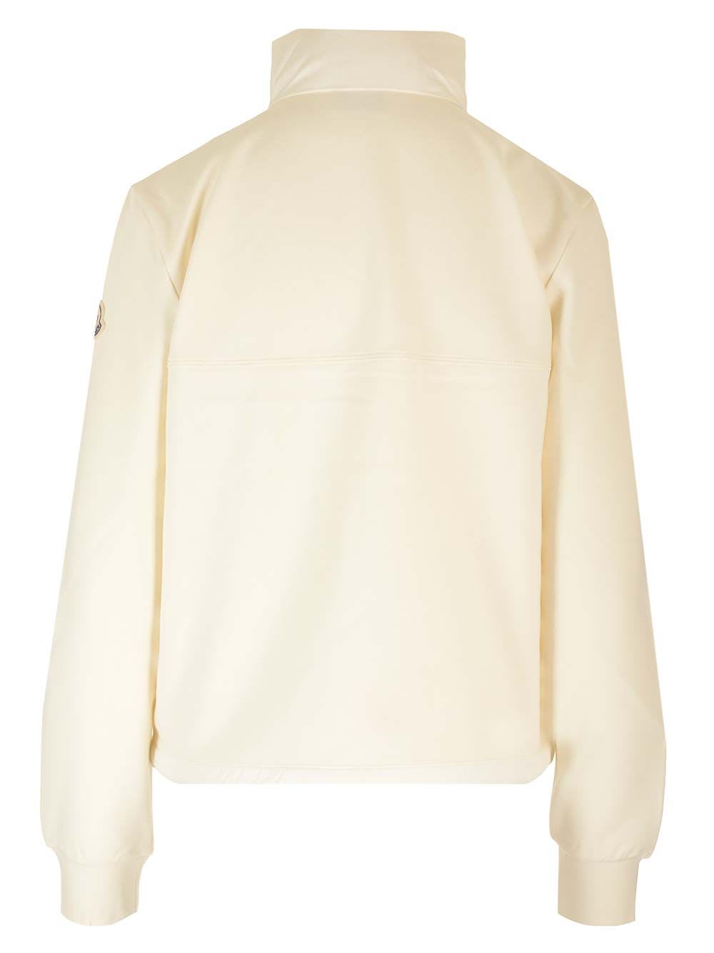 Shop Moncler Compact Jersey Cardigan In White