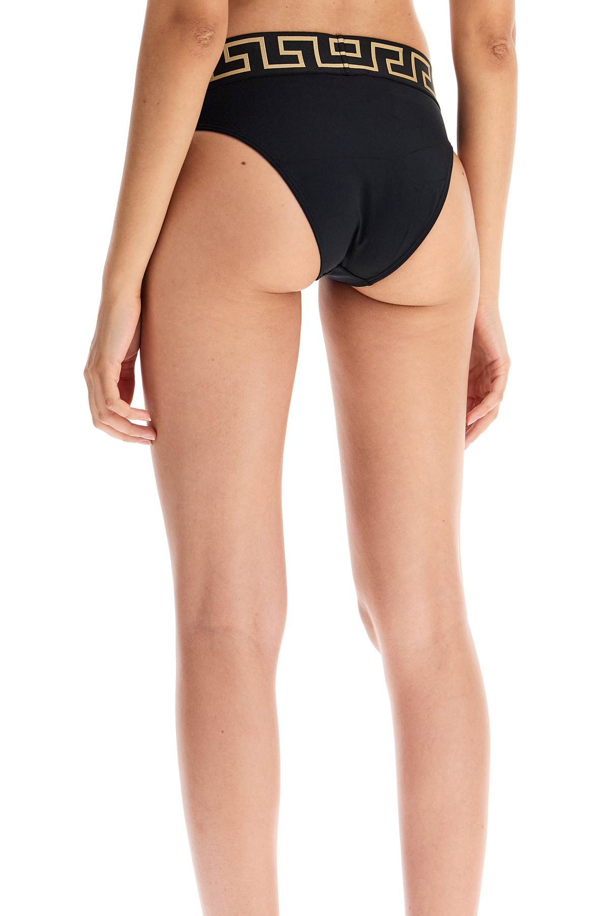 Shop Versace Bikini Bottom With Greek Border In Black (black)