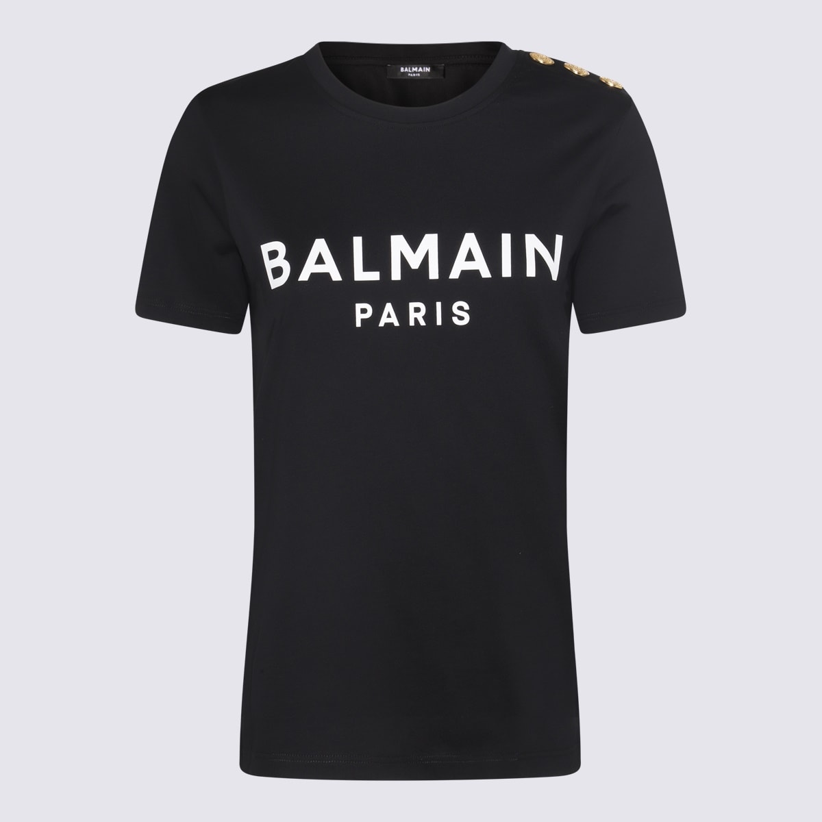 Shop Balmain Black And White Cotton T-shirt