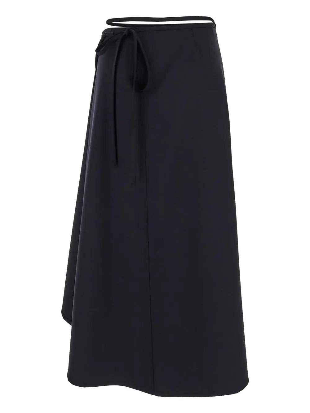 Shop Lemaire Wool Skirt In Jet Black