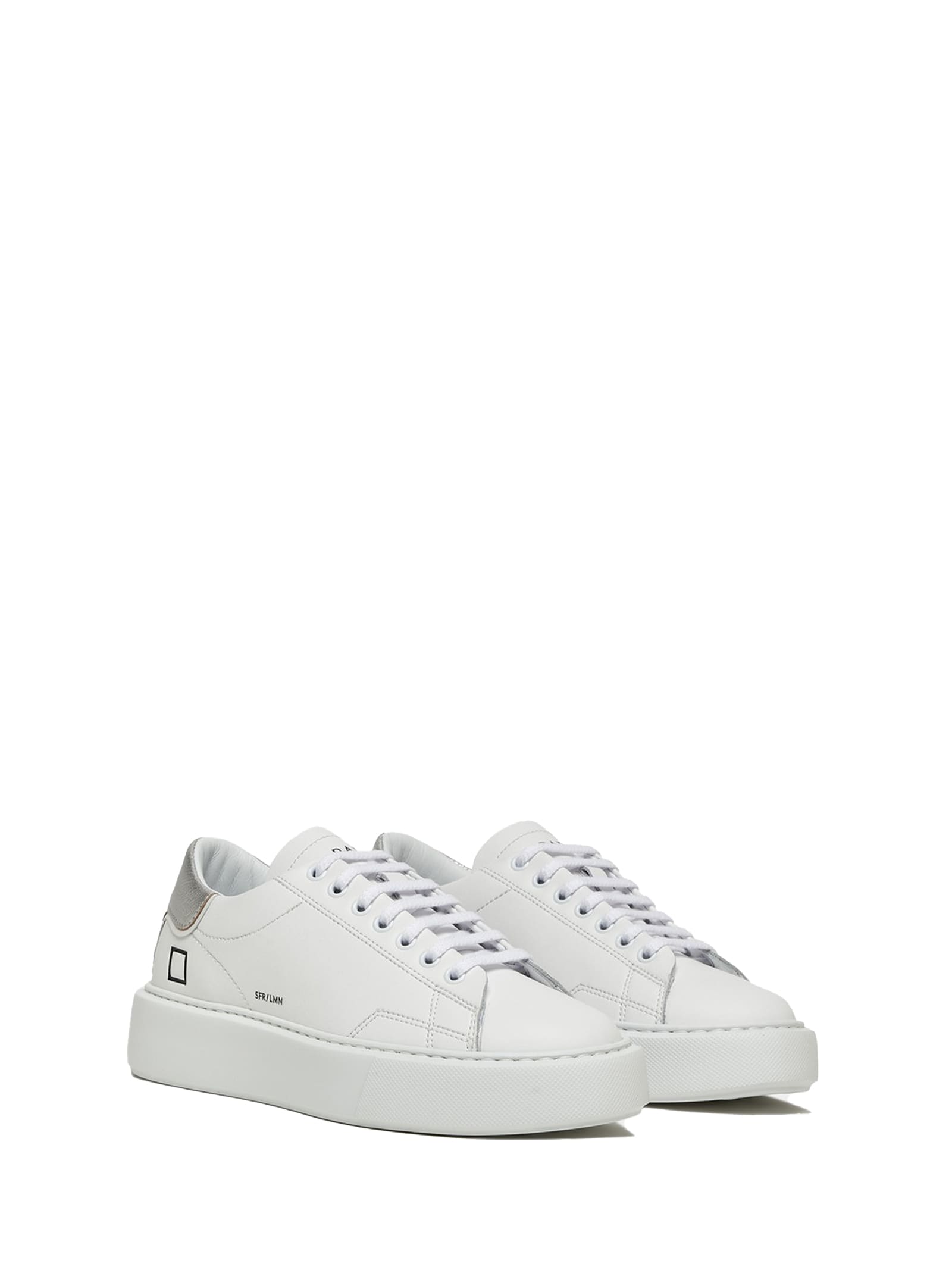Shop Date Sfera Womens Sneaker In Leather And Silver Heel
