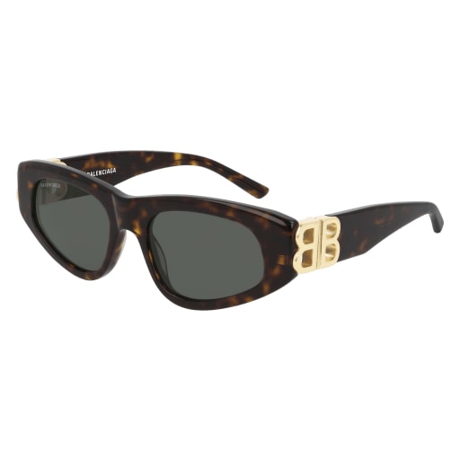 Shop Balenciaga Bb0095s Sunglasses In Havana Gold Green