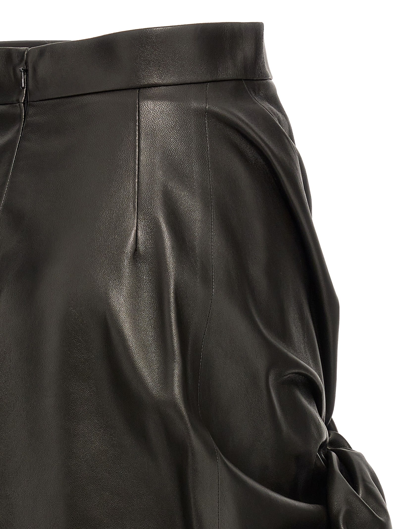 Alexander Mcqueen Bow-detailed Asymmetric Leather Skirt In Black