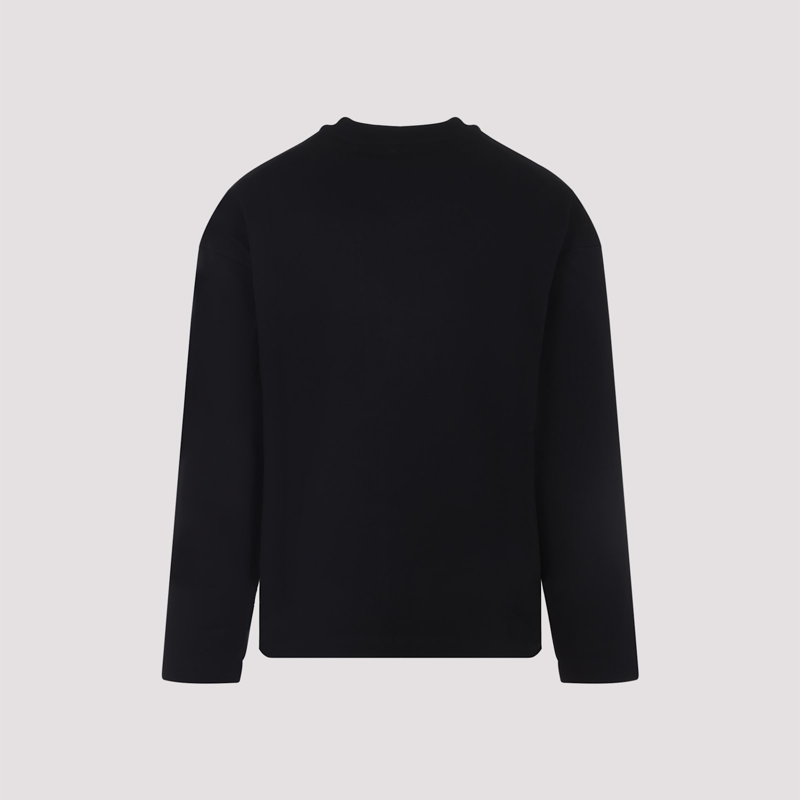 Jil Sander Men Black Long Sleeve T-shirt With Front Logo Print In Cotton Man In Blue