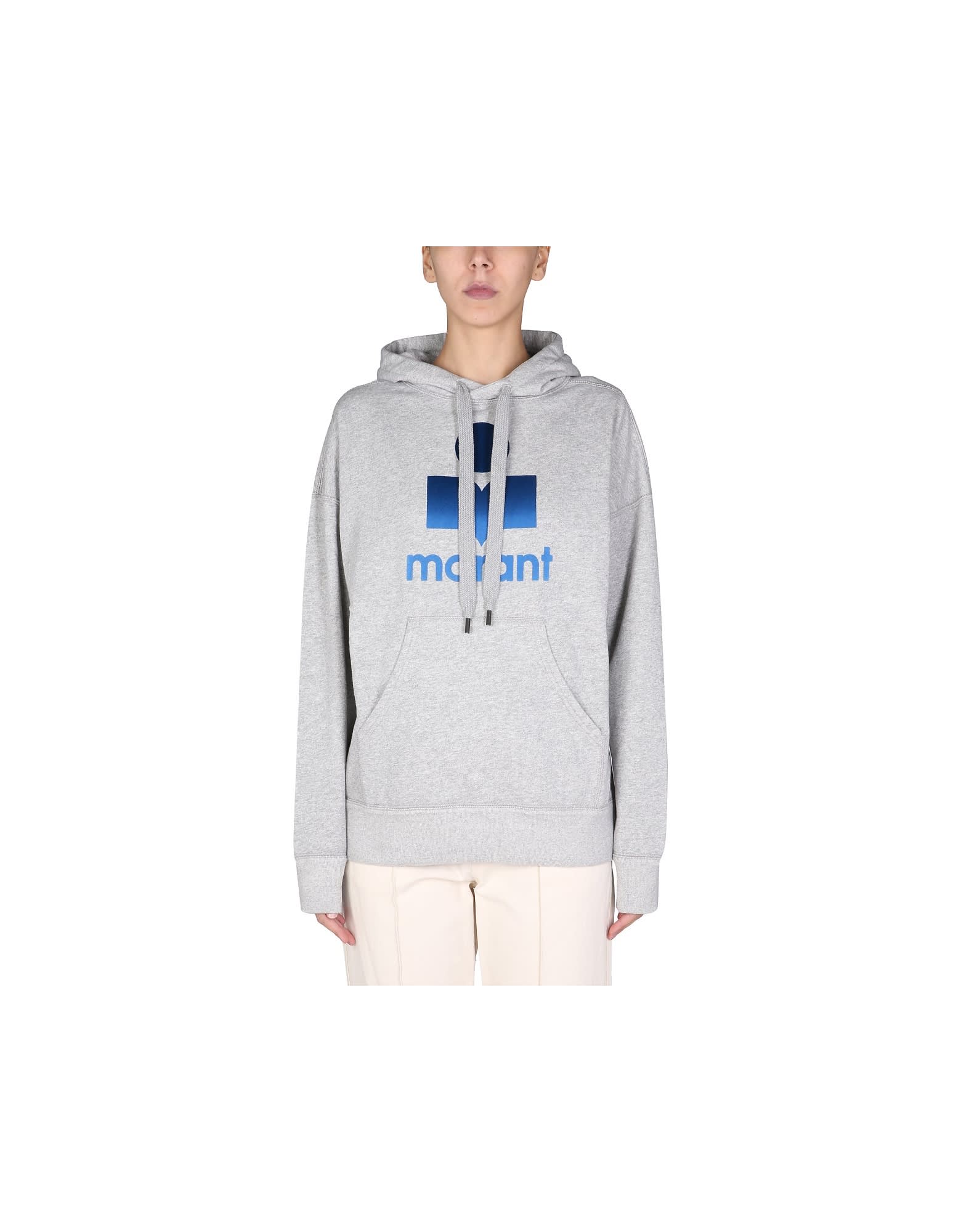Isabel Marant Étoile Logo Embroidered Drawstring Hoodie In Grey
