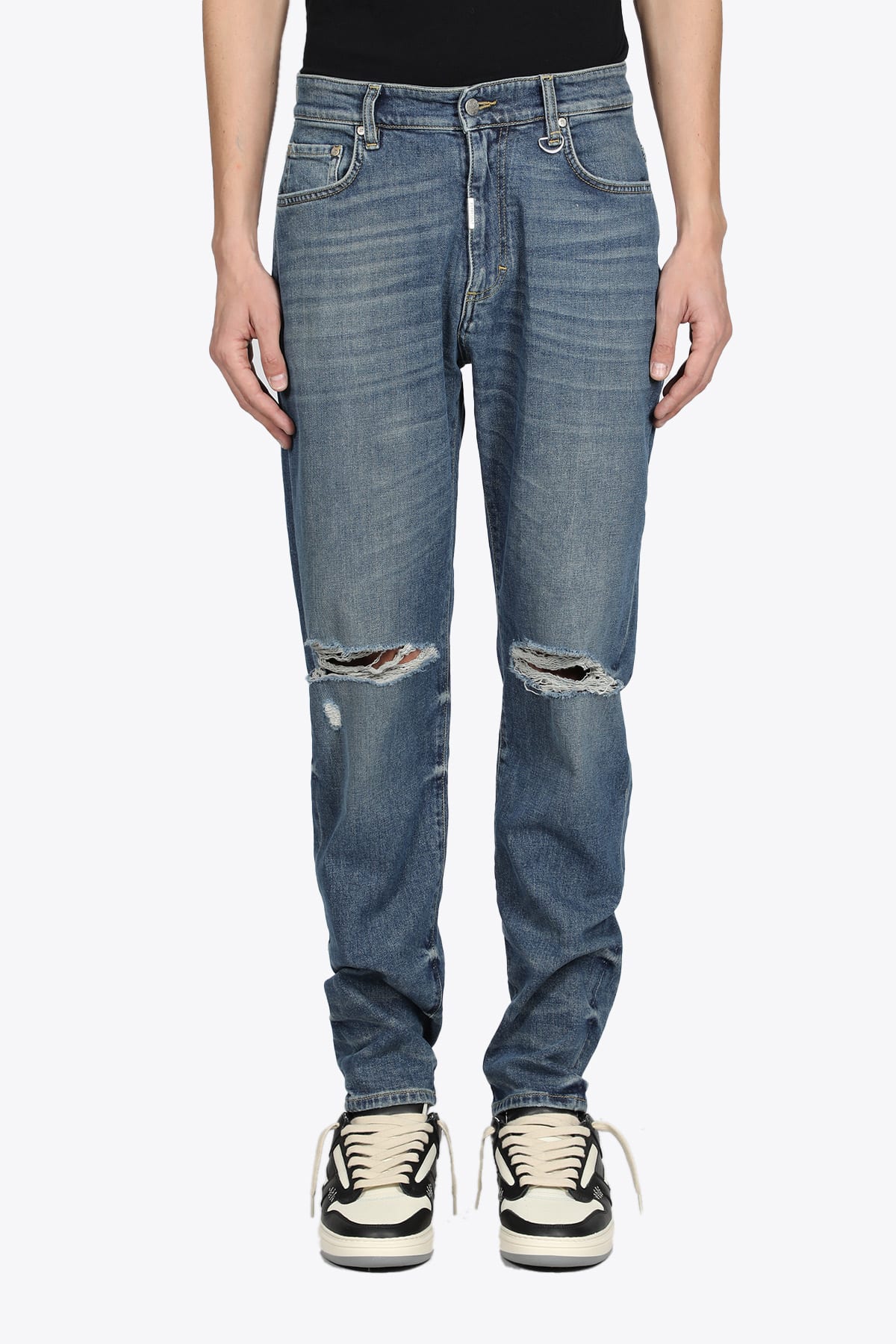 Represent Baggy Destroyer Denim Blue Jeans With Ripped Knees Detail ...