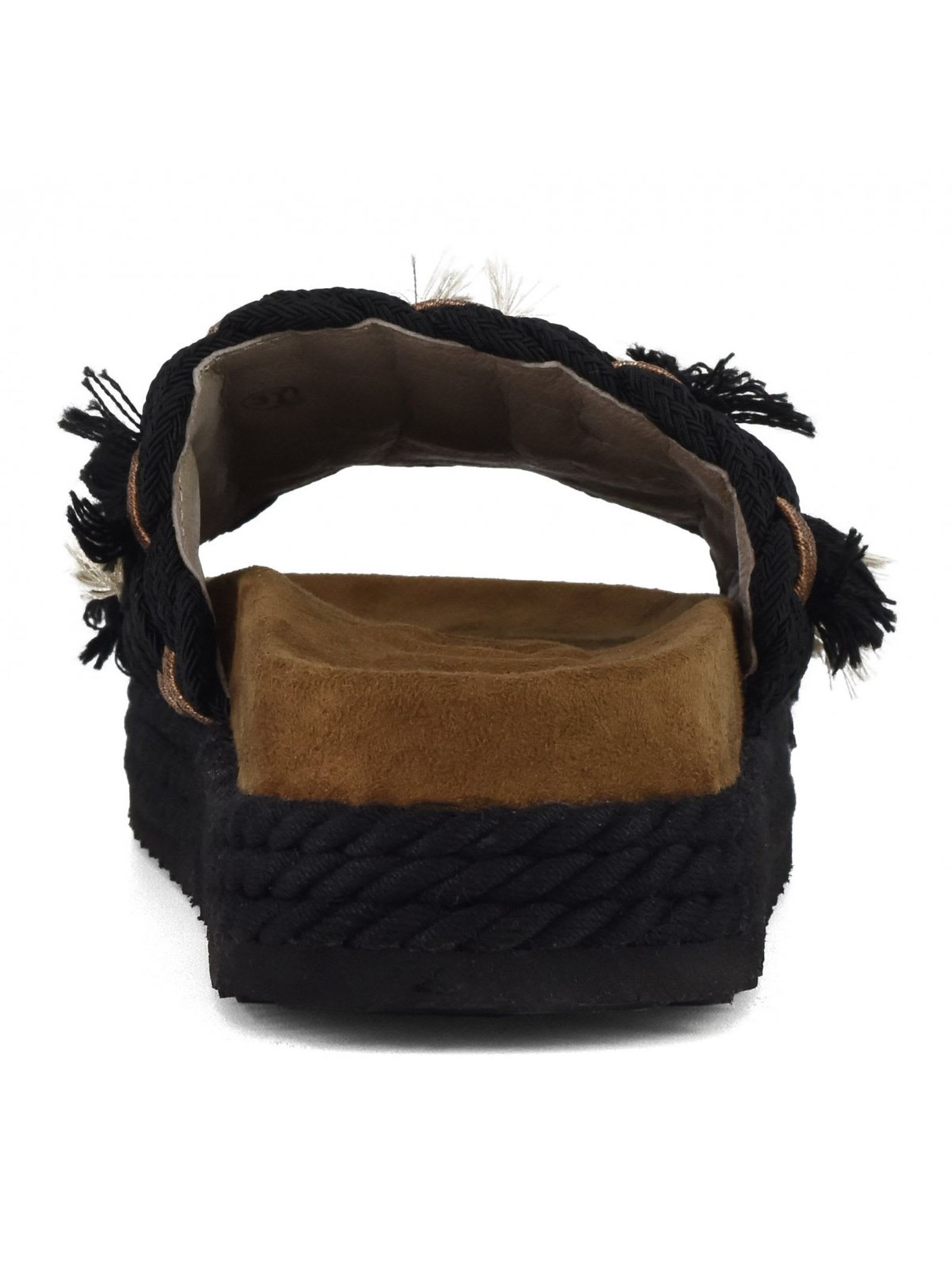Shop Mou Monoband Rope Sandal Fringes In Black