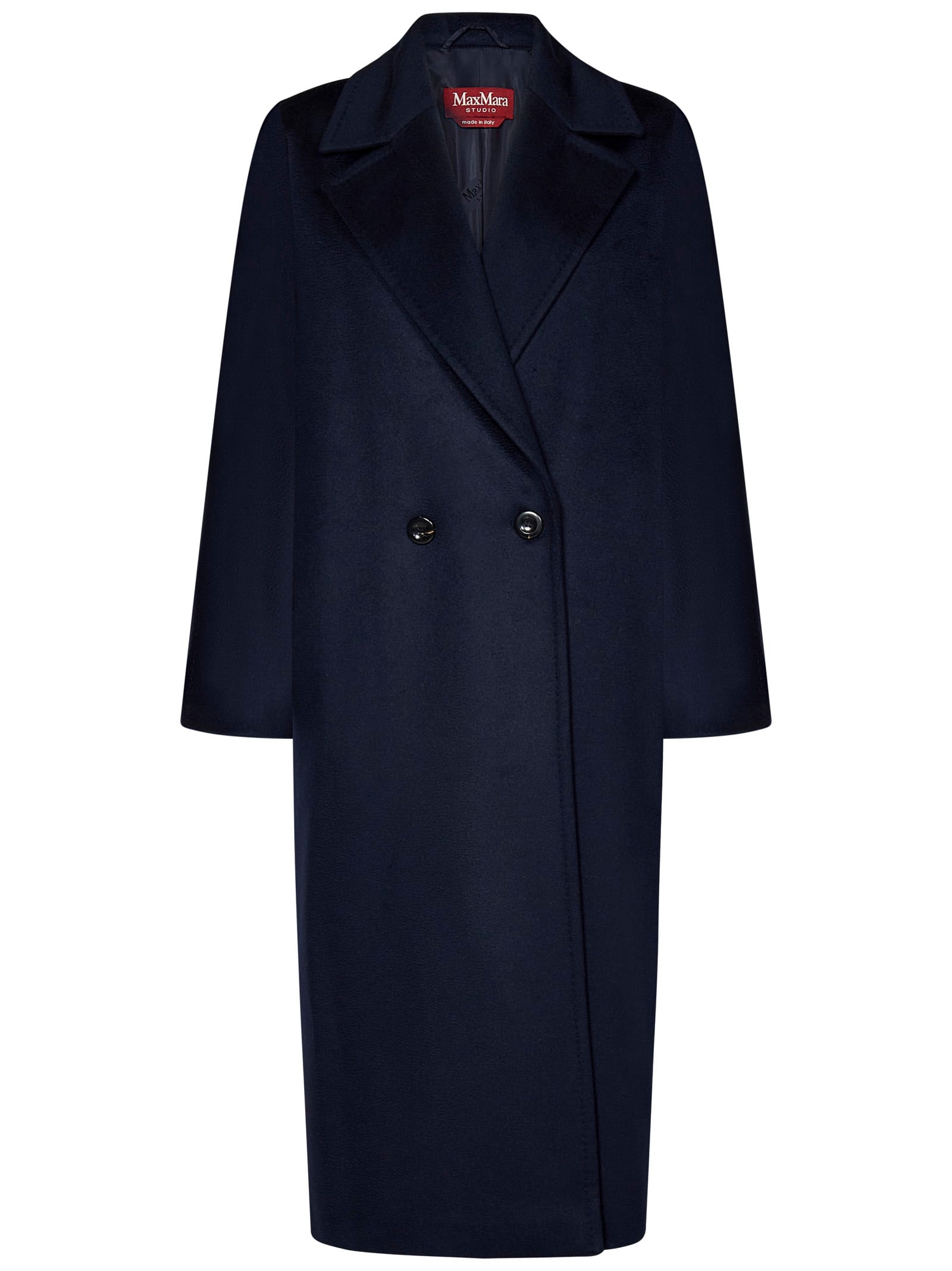 Shop Max Mara Maxmara Studio Erice Coat In Blue