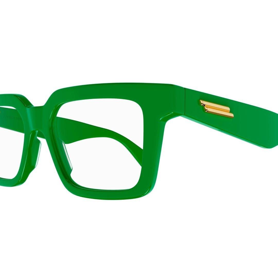 Shop Bottega Veneta Rectangle Frame Glasses In Green-green-transparent