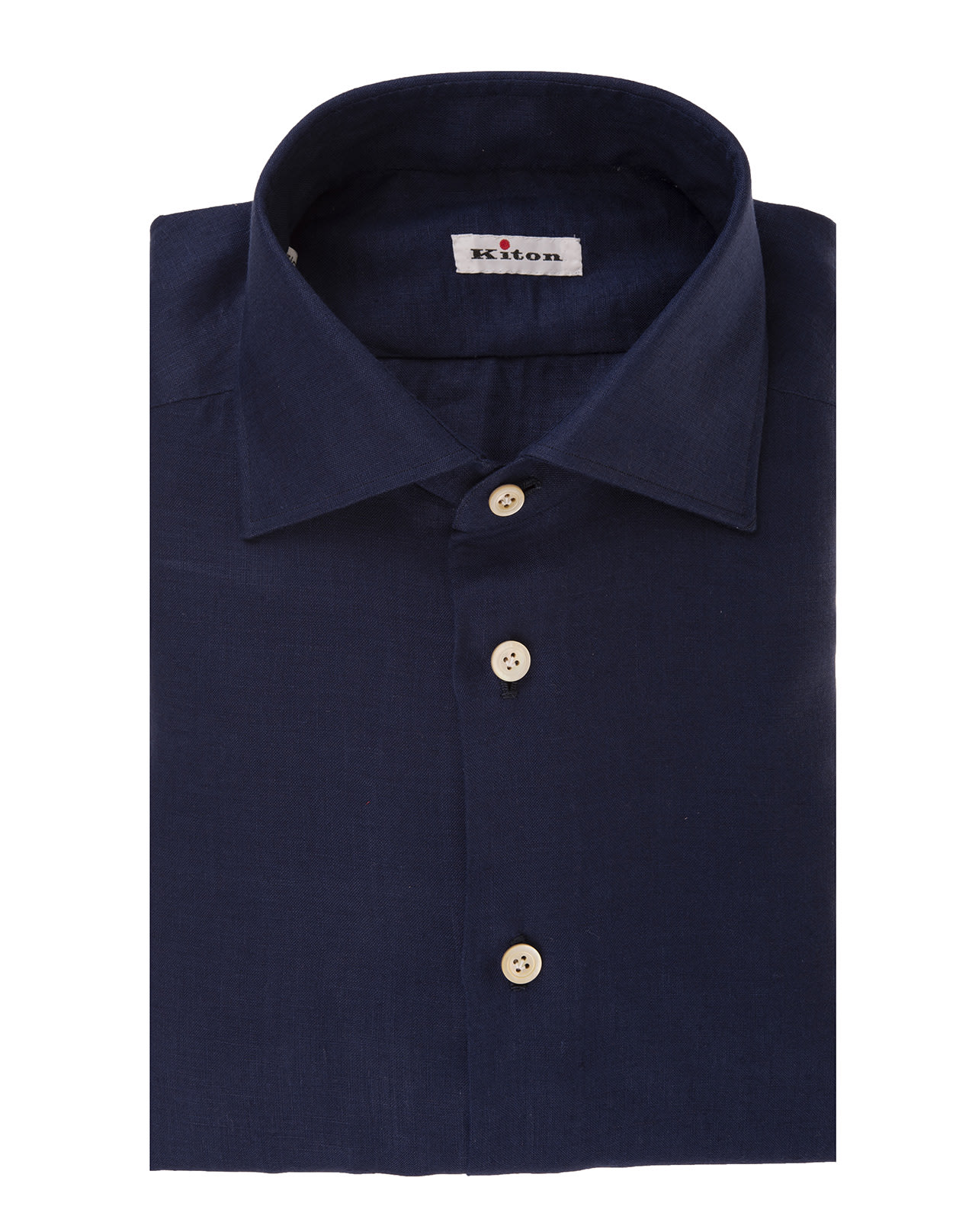 Kiton Navy-blue Linen Button-up Linen Shirt