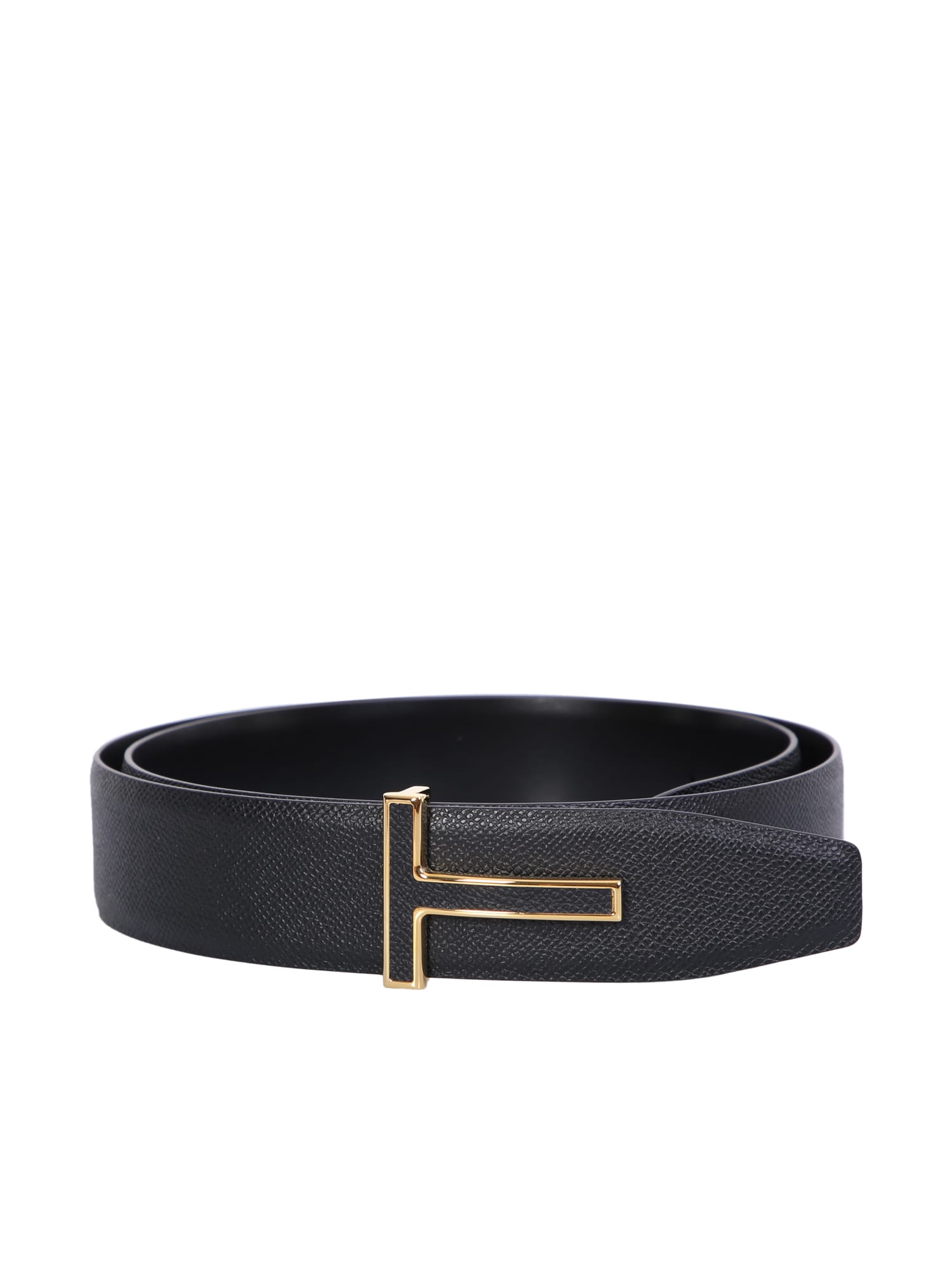 Tom Ford Logo-buckle Leather Belt In Black