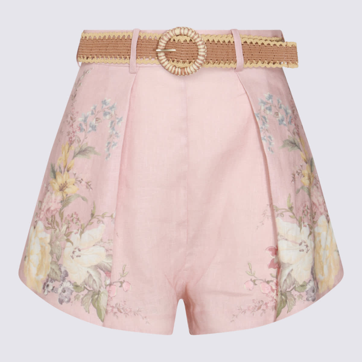 Shop Zimmermann Pink Shorts In Pink Floral