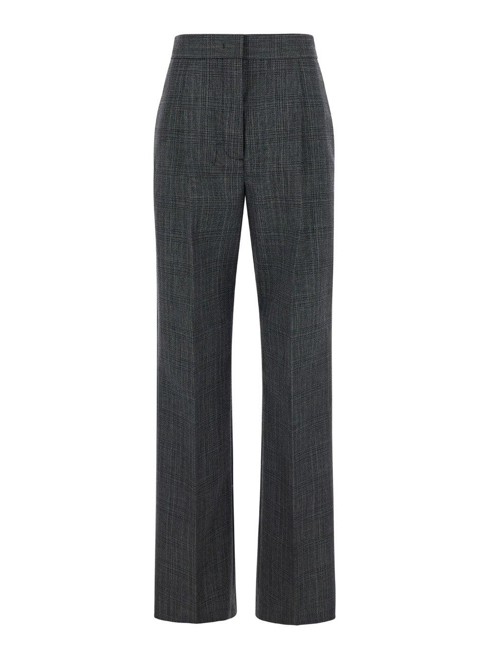 Shop Msgm High-waist Slim Fit Classic Trousers In Grey Melange