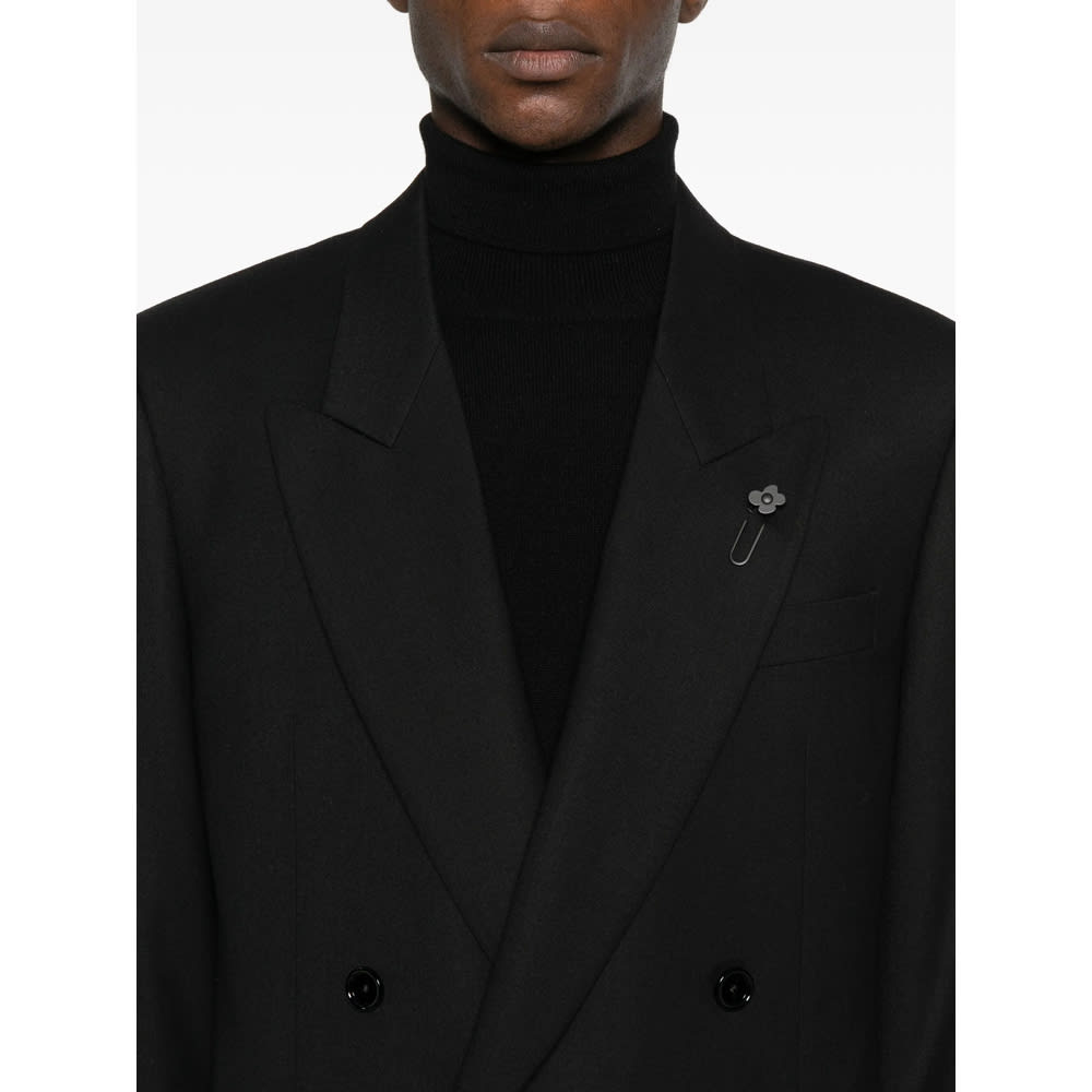 Lardini Double-breasted Blazer In Black