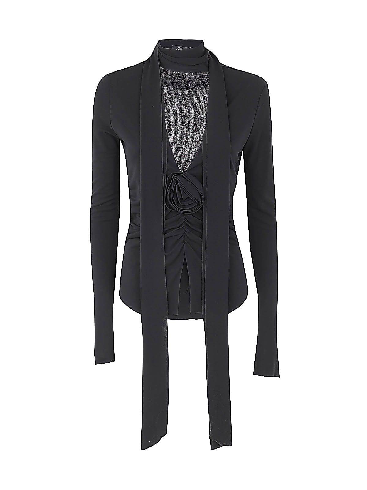 Blumarine "garment Dyed Crinkle Reps Ny" Recycled Nylon Bomber In Black