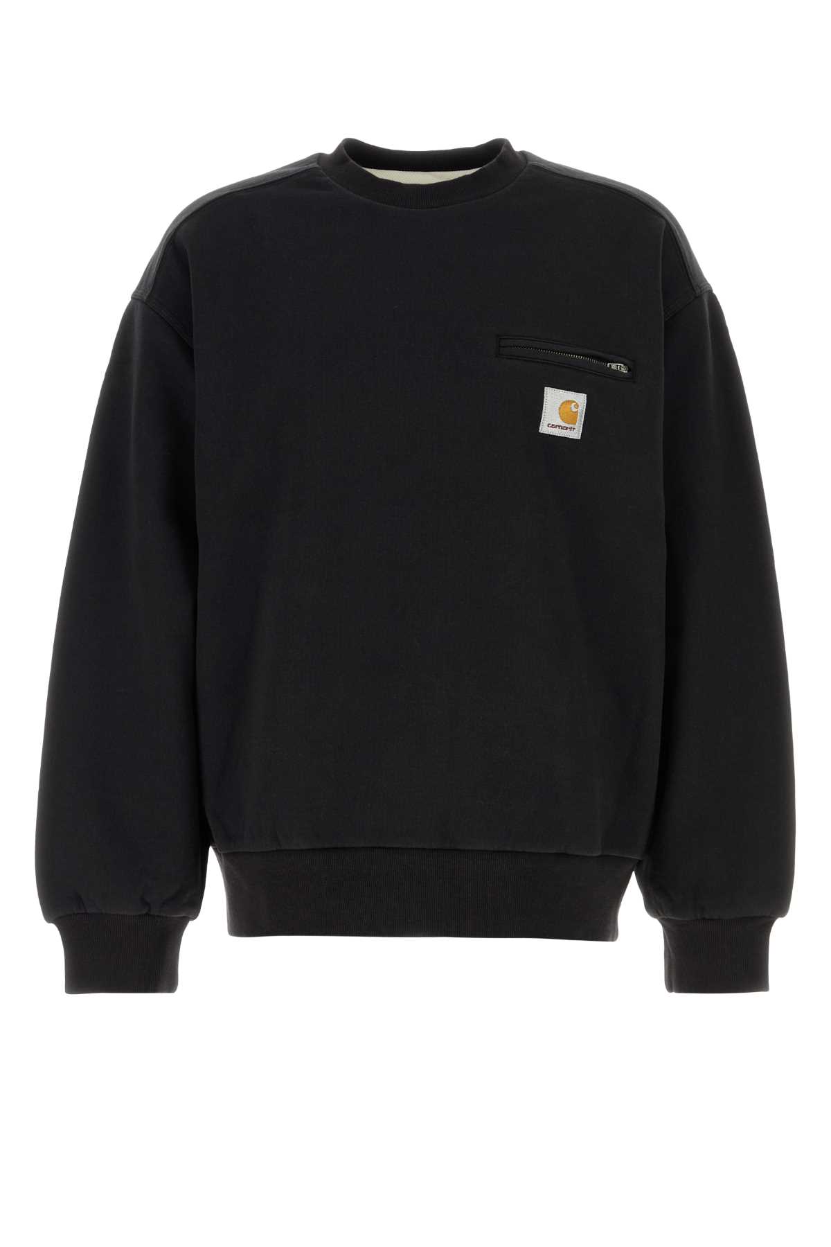 Carhartt Crewneck Sweatshirt With Zippered Chest Pocket And Square Patch Logo In Black