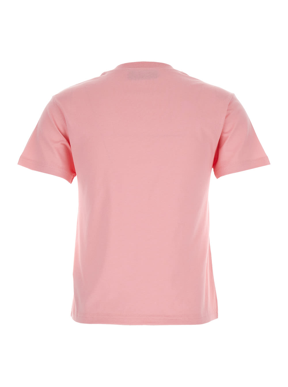 Gucci Pink Crewneck T-shirt With Logo Print On The Front In Cotton Woman In Pink