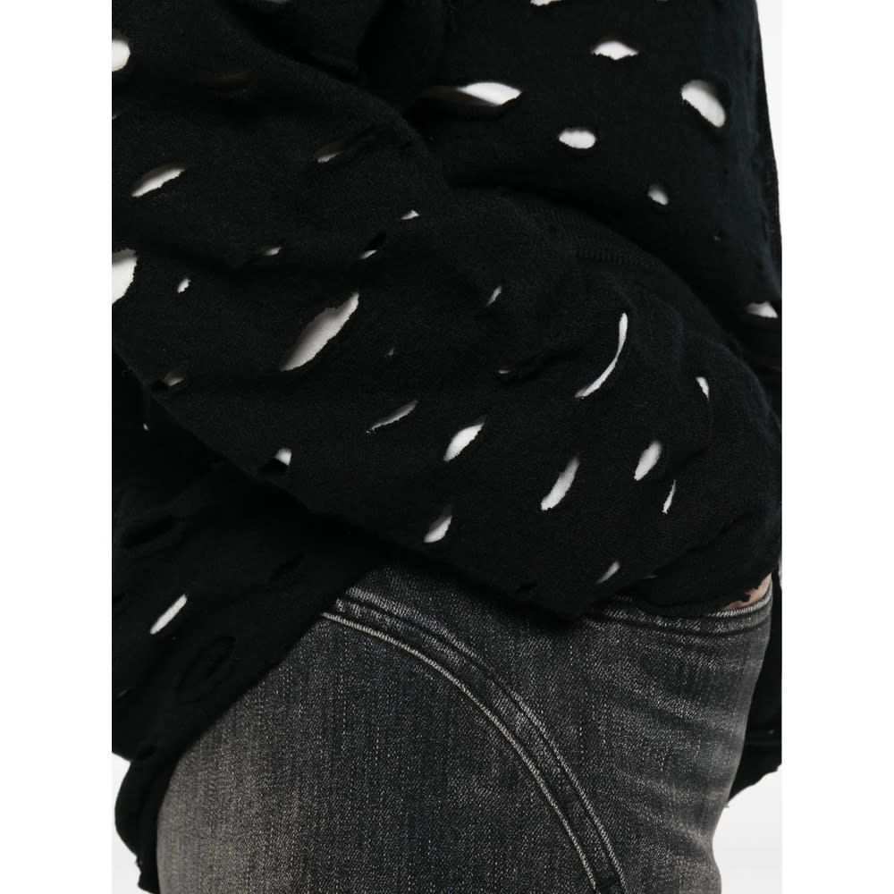 R13 Distressed Button-up Cardigan In Black