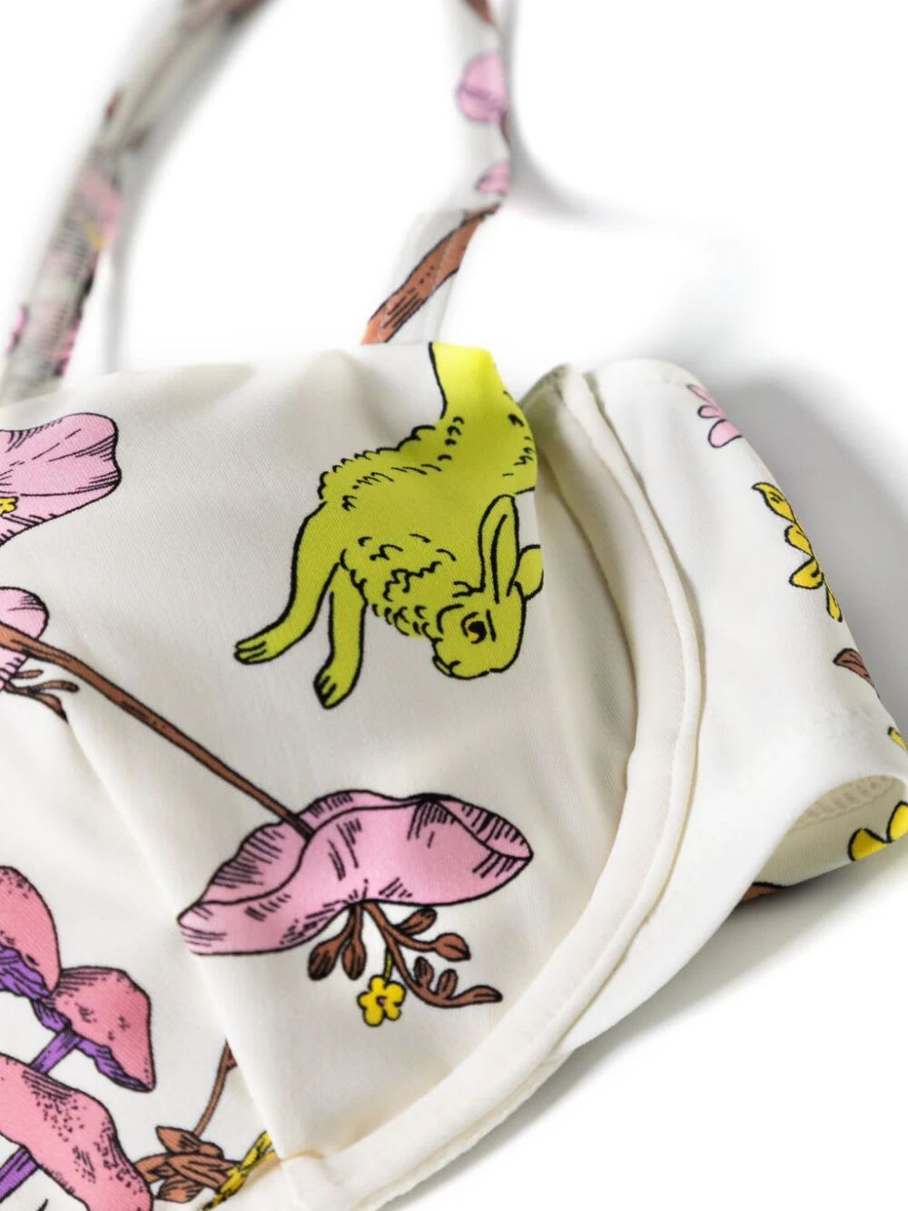 Shop Tory Burch Printed Underwire Bikini Top In Chartreuse Meadow