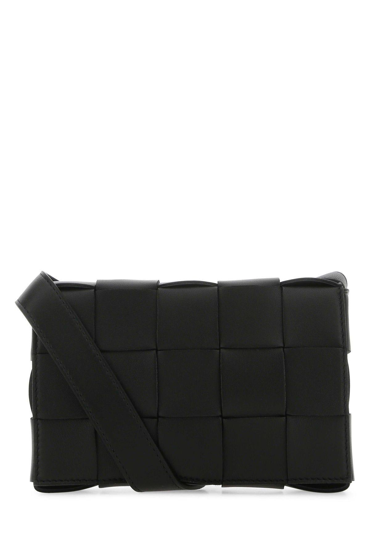 Bottega Veneta Black Leather Small Cassette Crossbody Bag