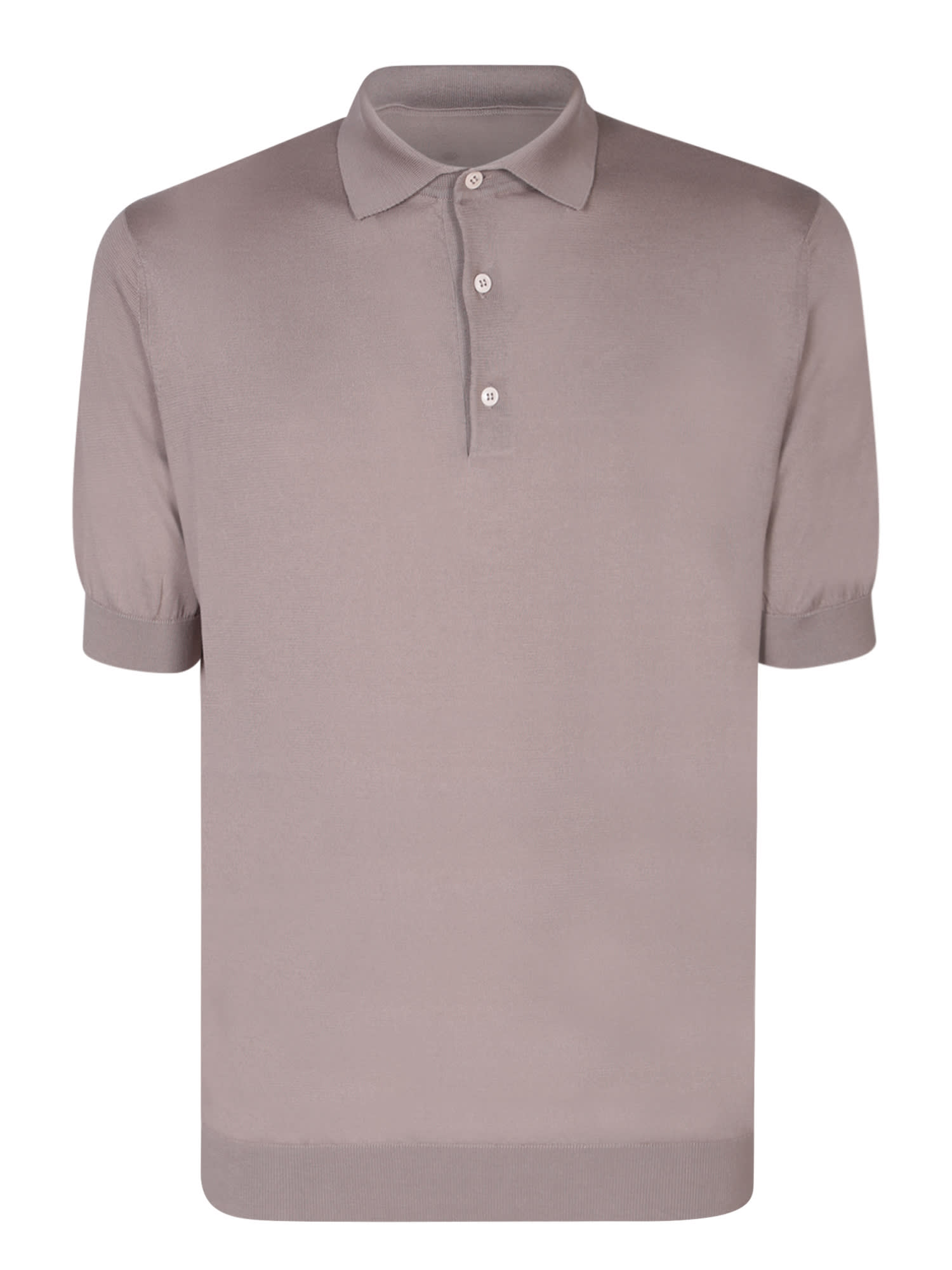 Shop Lardini Jersey Taupe Polo Shirt In Beige