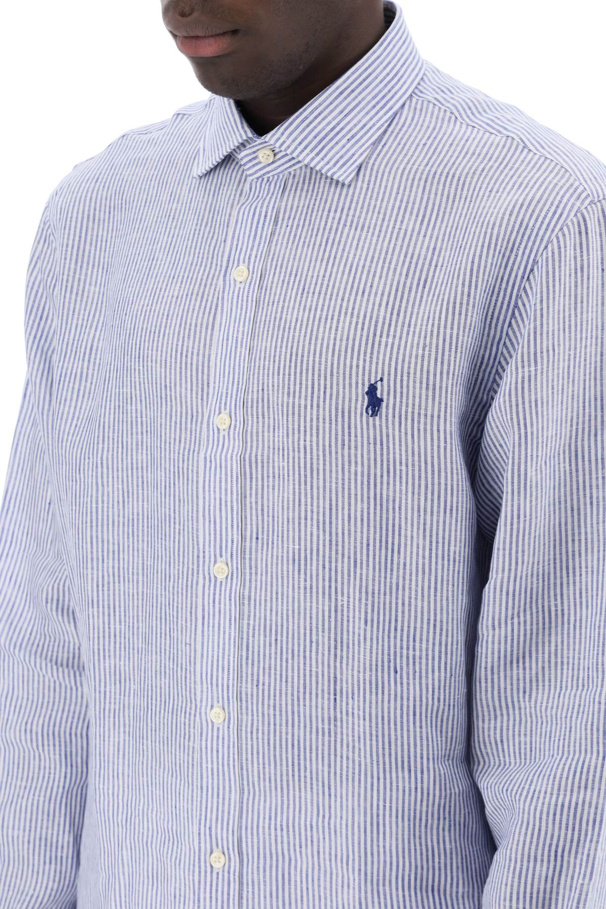 Shop Polo Ralph Lauren Slim Fit Linen Shirt In 6374 Royal White (white)