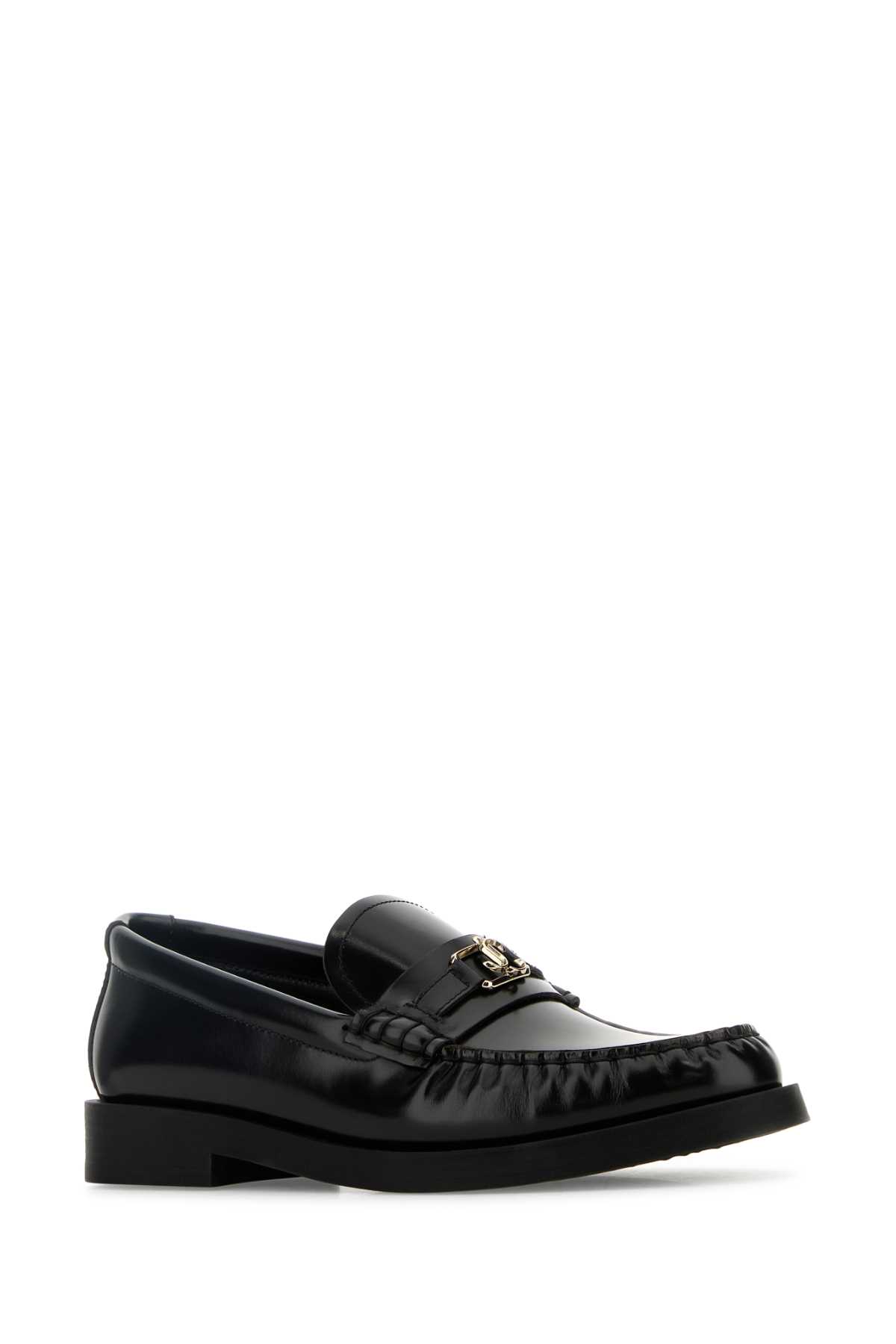 JIMMY CHOO BLACK LEATHER ADDIE LOAFERS