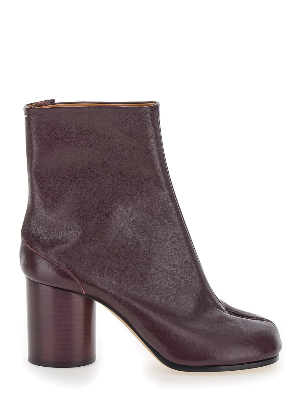 Maison Margiela Tabi Bordeaux Ankle Boots In Leather Woman In Red