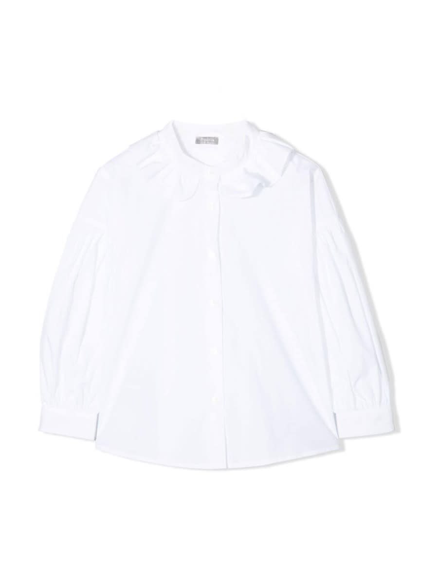 Il Gufo Kids' Shirt M/l Buttons And Ruffle Collar In White