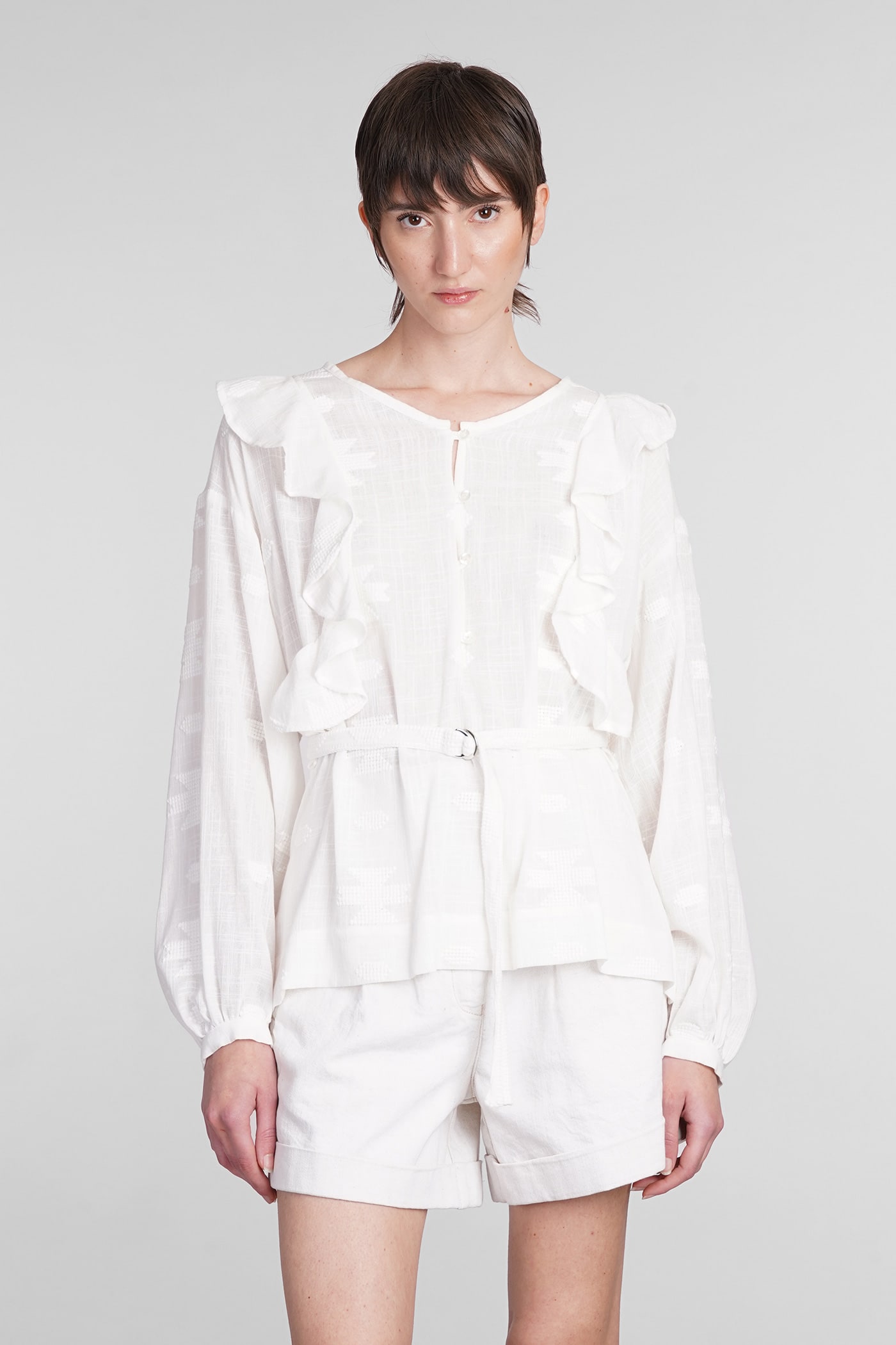 Shop Iro Arlize Blouse In White Cotton