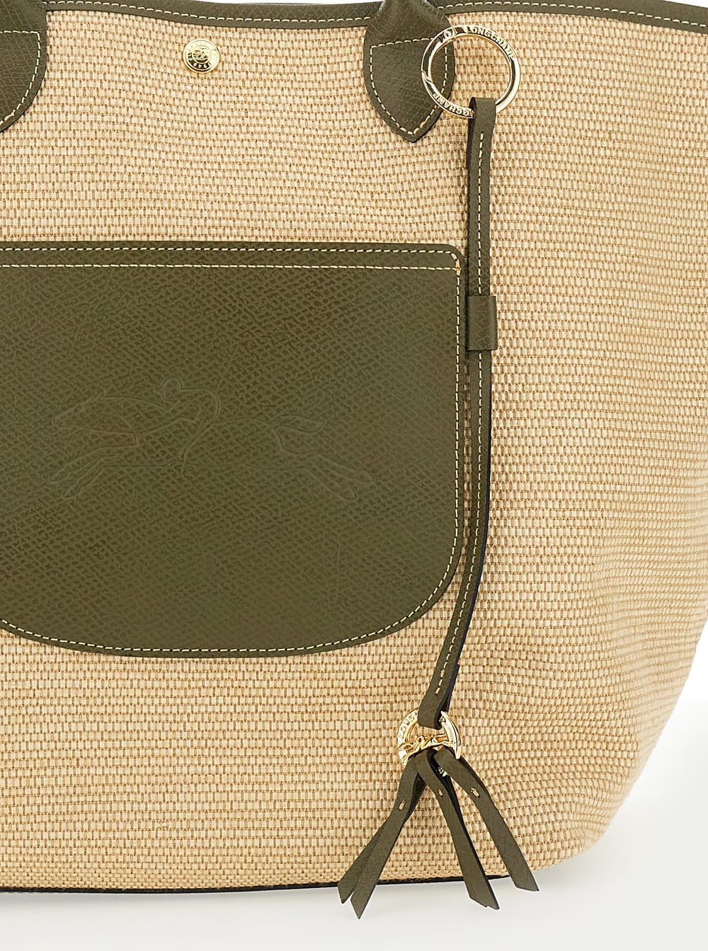 Longchamp 'le Panier Pliage L' Green Handbag With Logo Embossed On The Front In Green