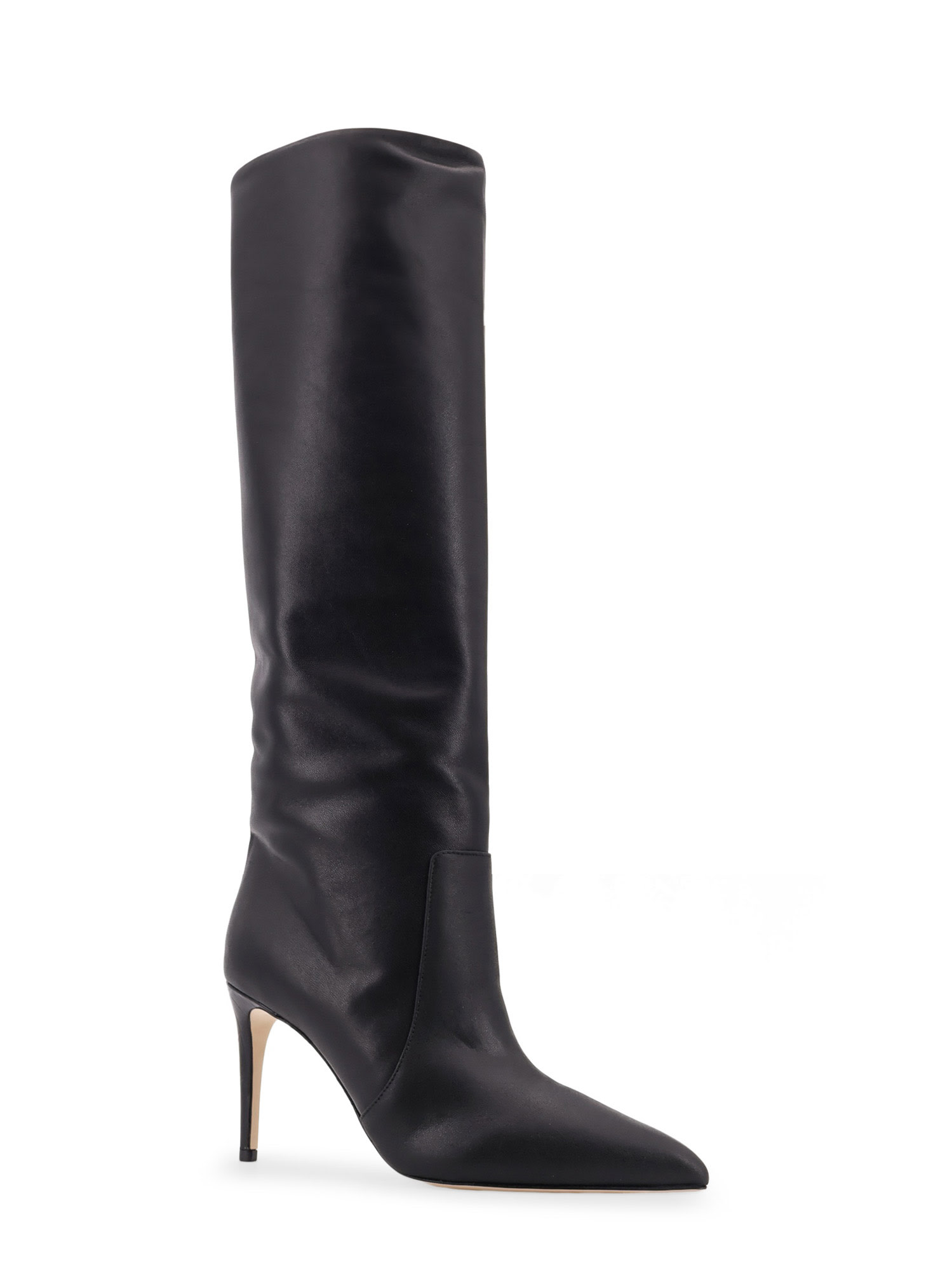 Paris Texas Arrow Toe Stiletto Boots In Black Leather
