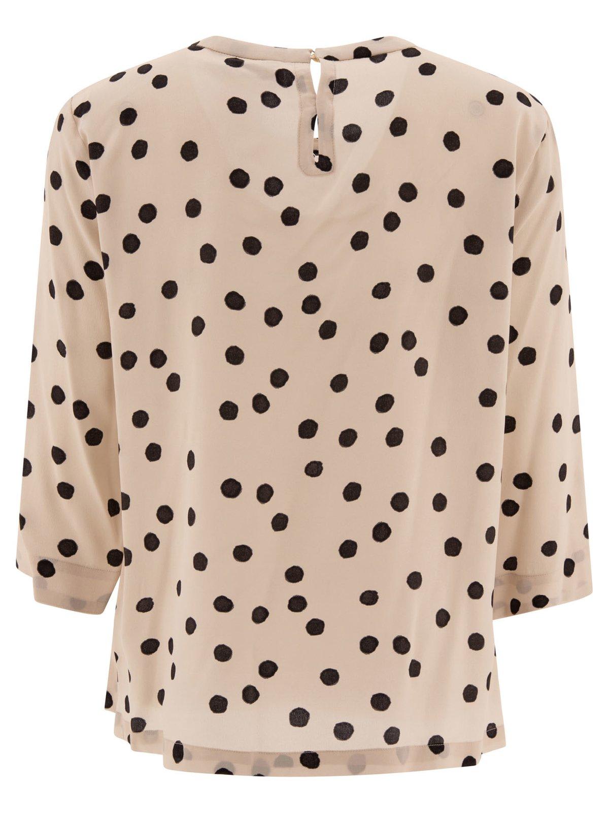 Shop 's Max Mara All-over Dot Printed Crewneck Top In Beige