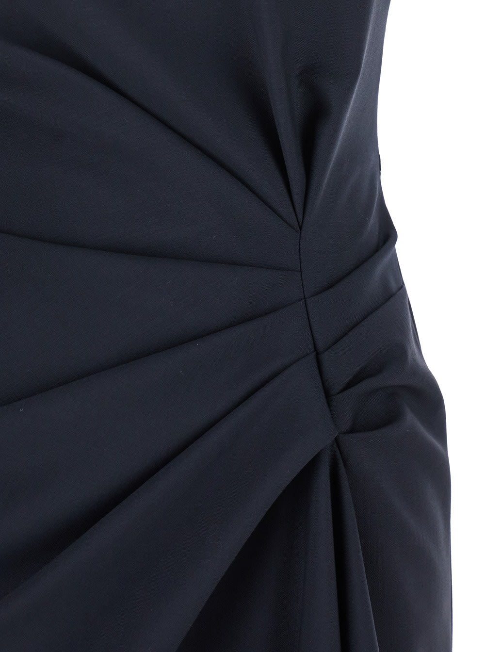 Alexander Mcqueen Blue Long Dress With Round Neck With Draped Details In Wool And Mohair Blend Woman In Blu