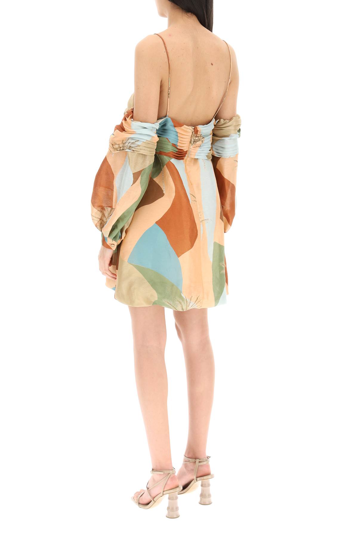 Shop Raquel Diniz Abby Linen Silk Mini Dress In Acqua Sunset