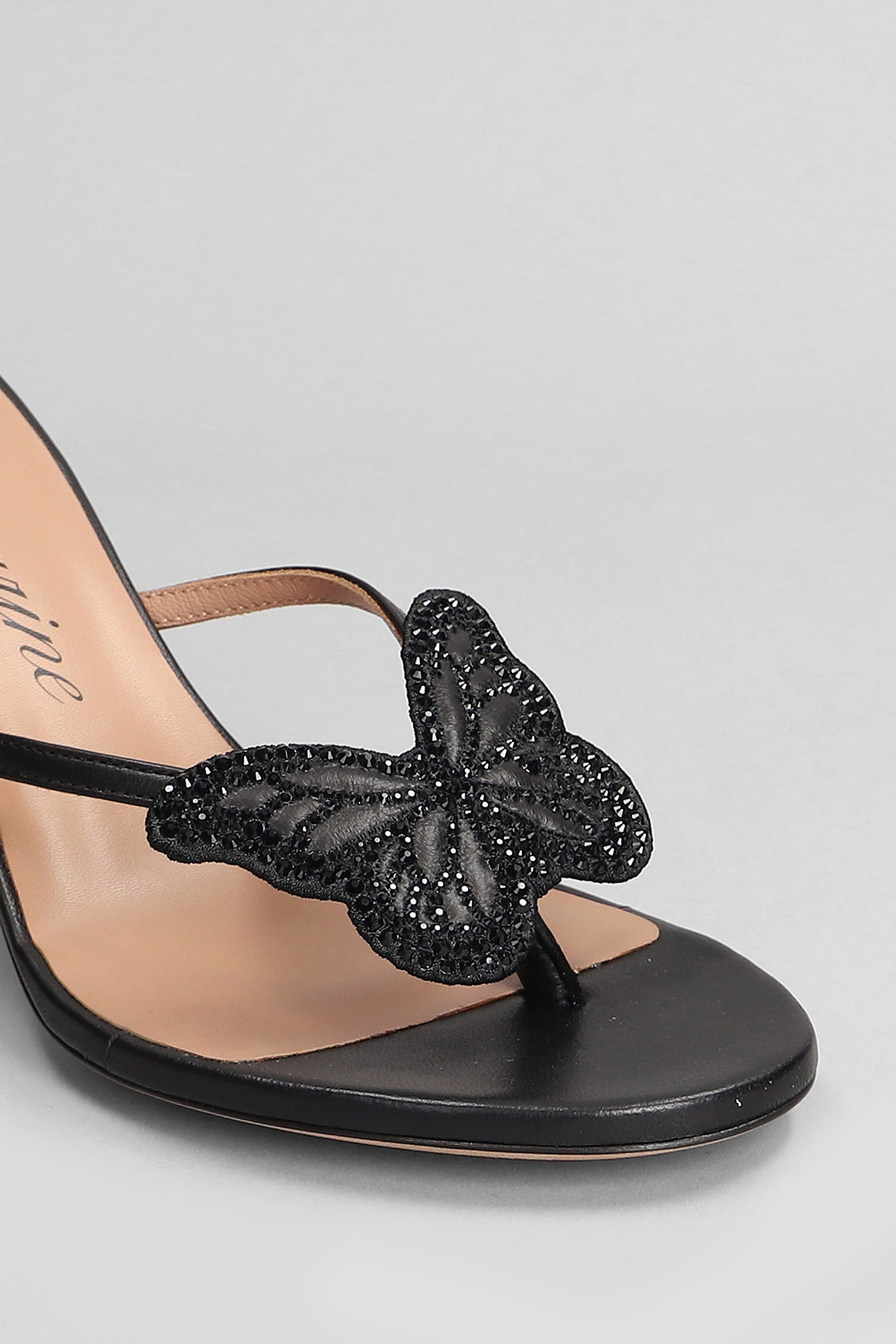 Shop Blumarine Butterfly Slipper-mule In Black Leather