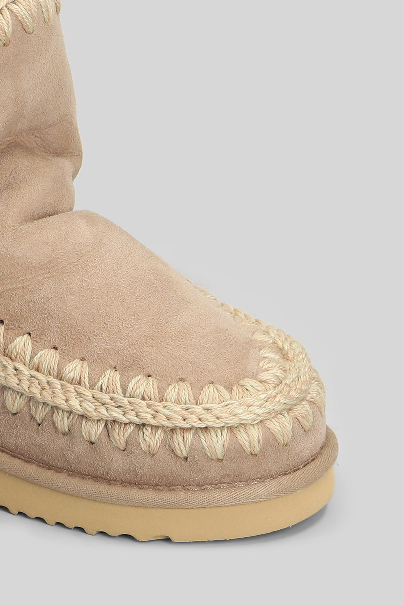 Mou Eskimo 18 Low Heels Ankle Boots In Camel Suede In Multi
