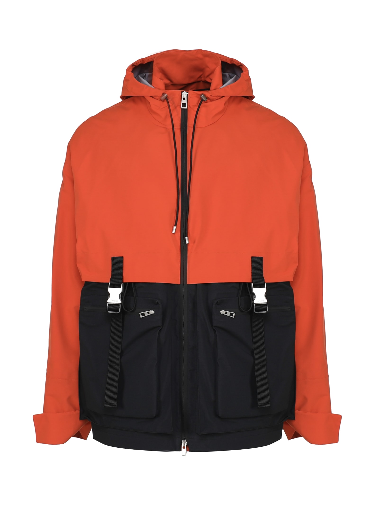 Shop Loewe Parka With Belt In Orange/black