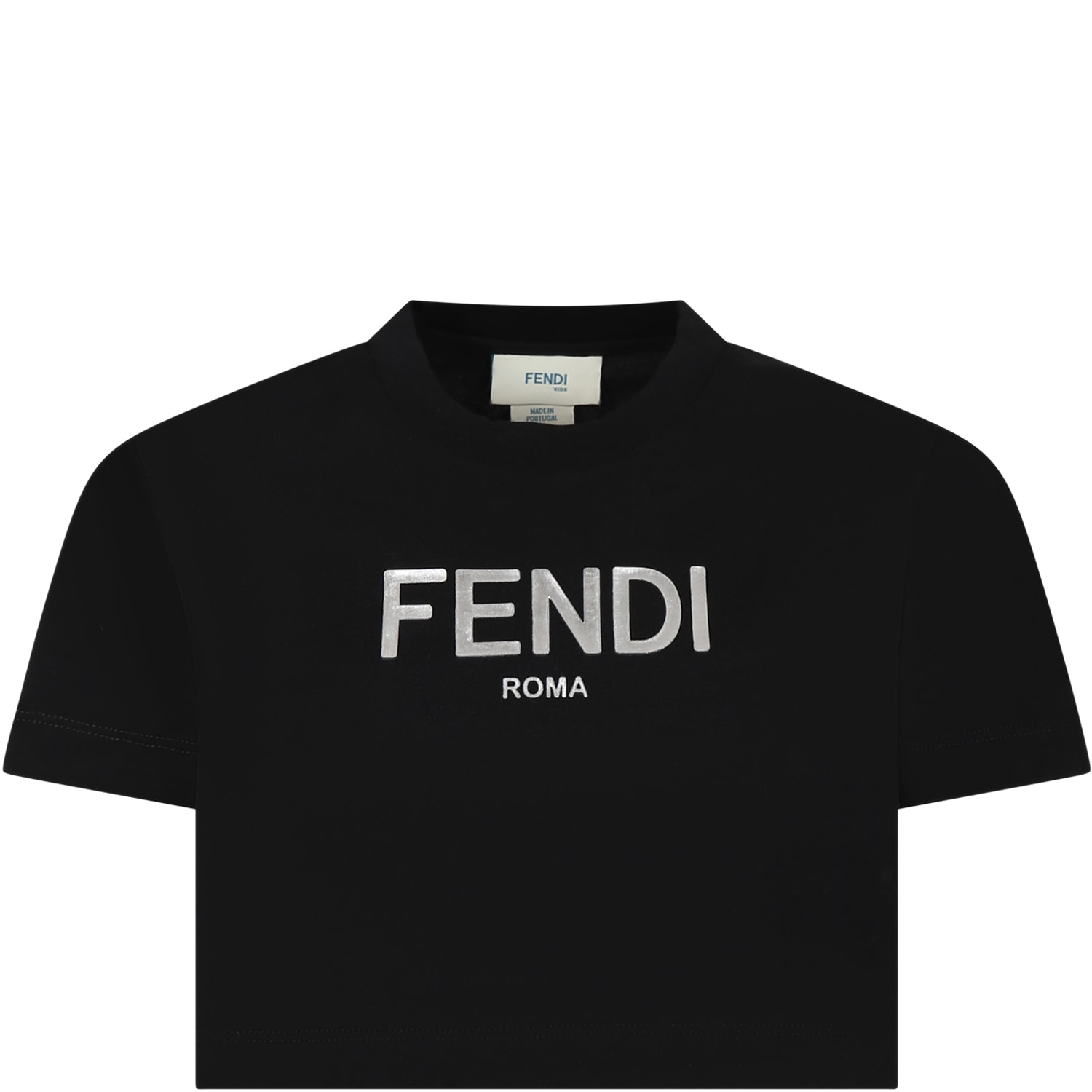 Shop Fendi Black T-shirt For Girl With Logo In Nero