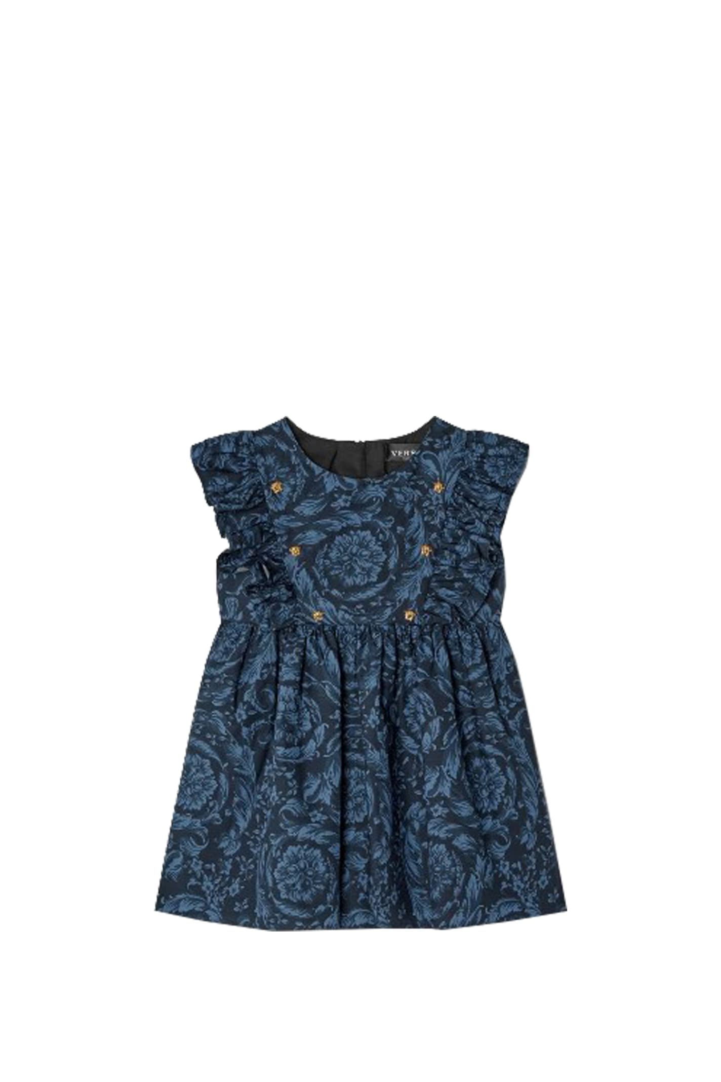 Shop Versace Baby Baroque Dress In Blue