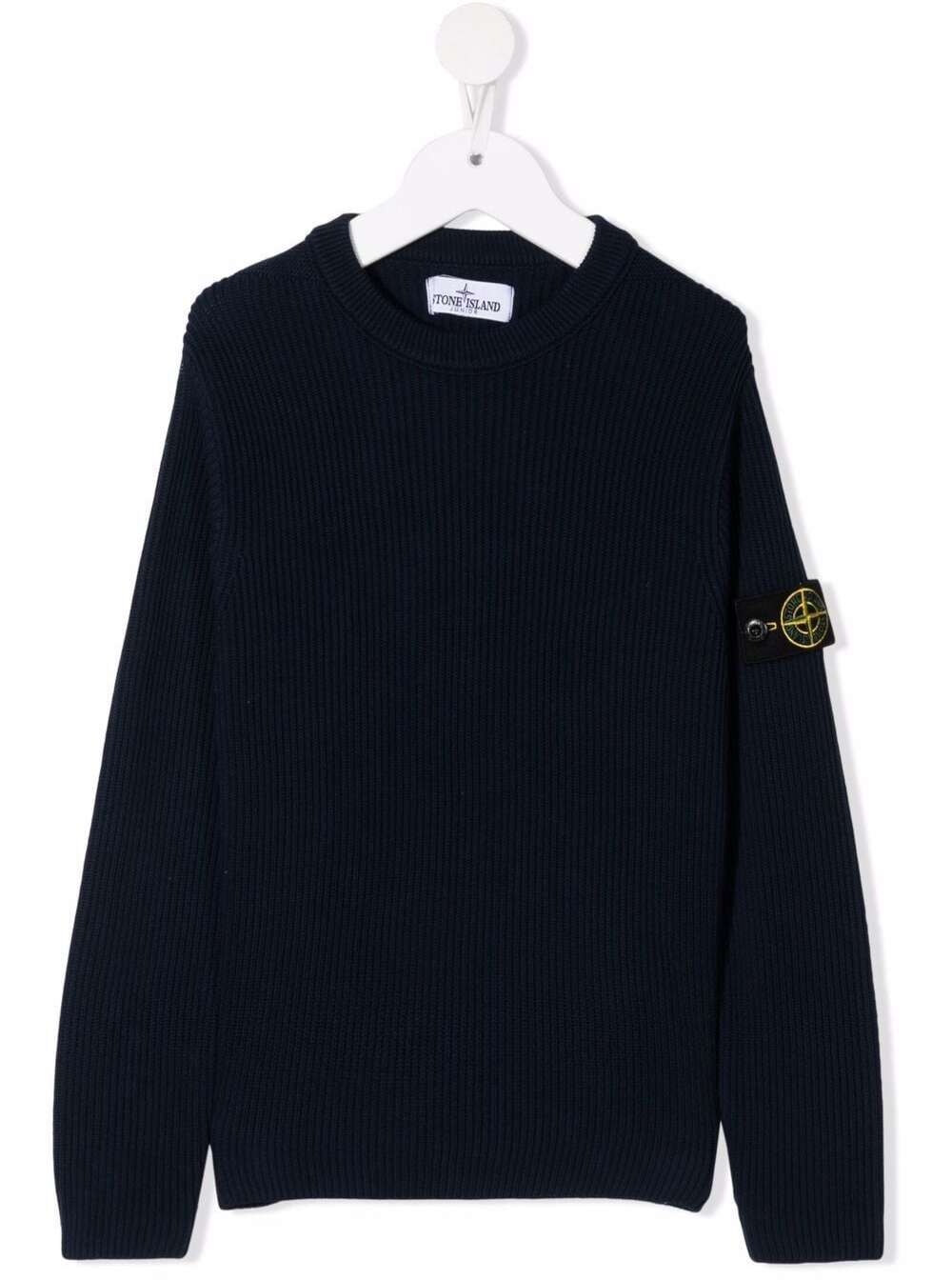 Stone Island Junior Blue Cotton Sweater With Logo