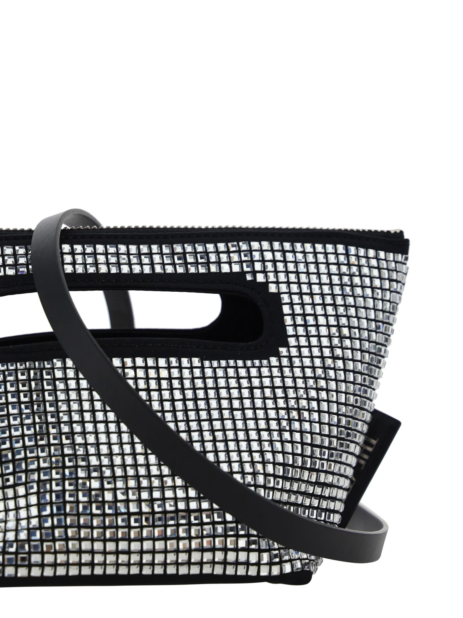 Shop Attico Via Dei Giardini 15 Handbag In Black/crystal