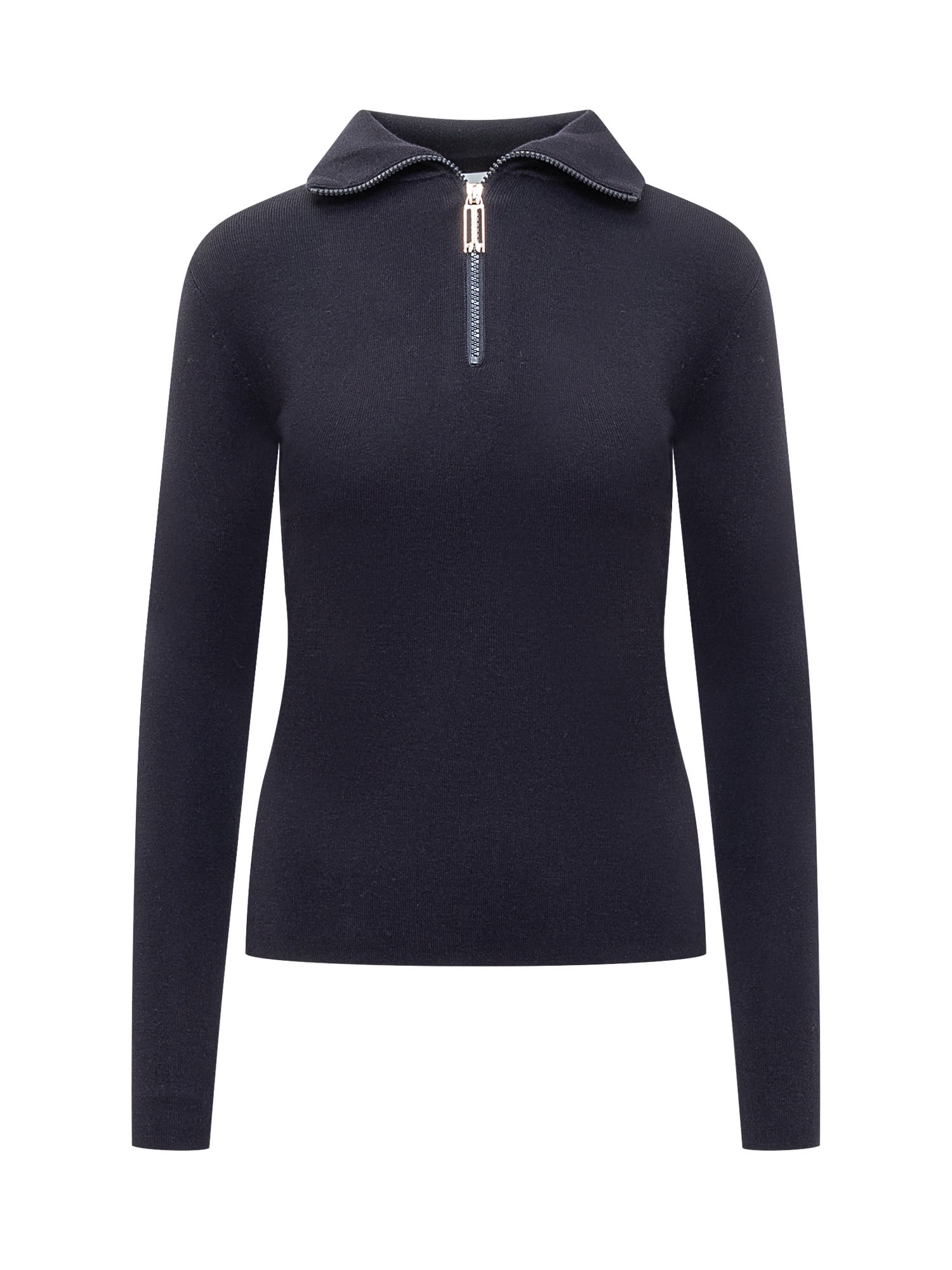 Shop Victoria Beckham High Neck Top In Ink Blue