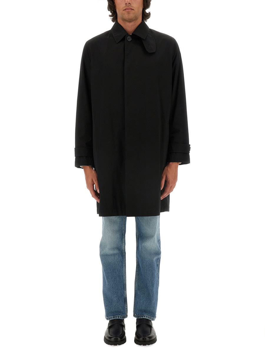 Shop Hugo Boss Long Trench In Black