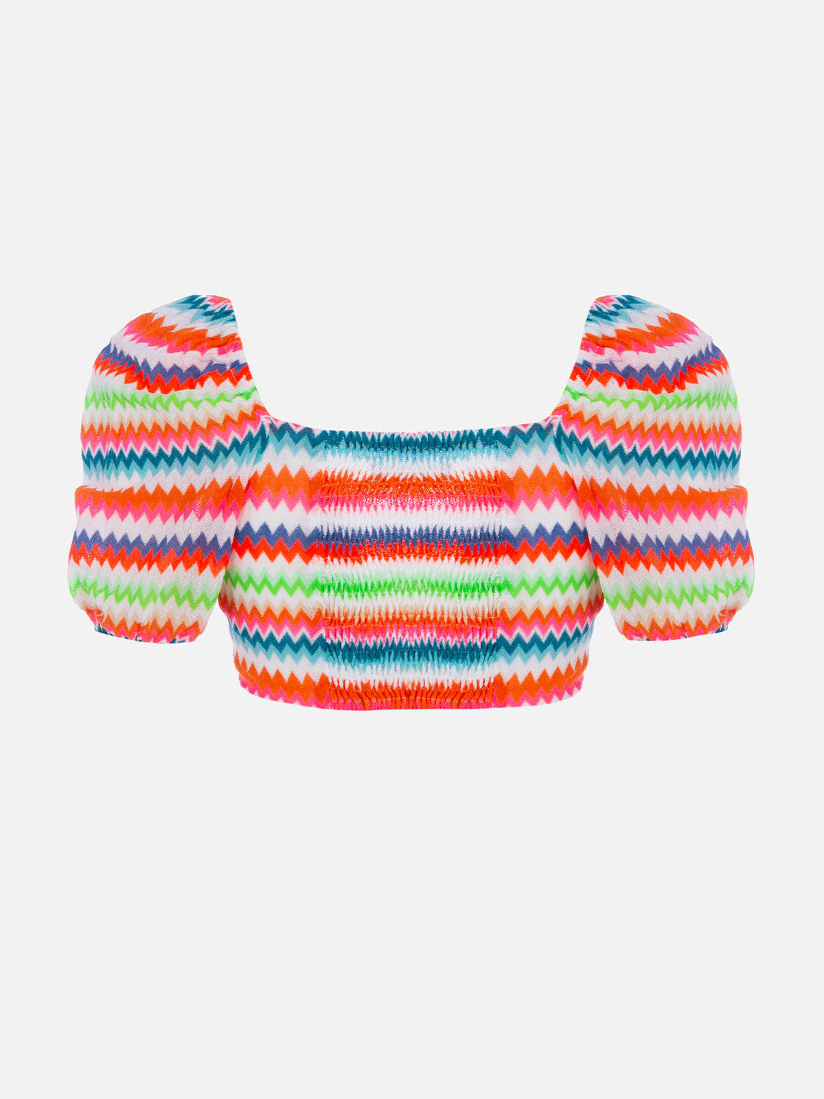 Shop Mc2 Saint Barth Woman Raschel Knit Cropped Top In Multicolor