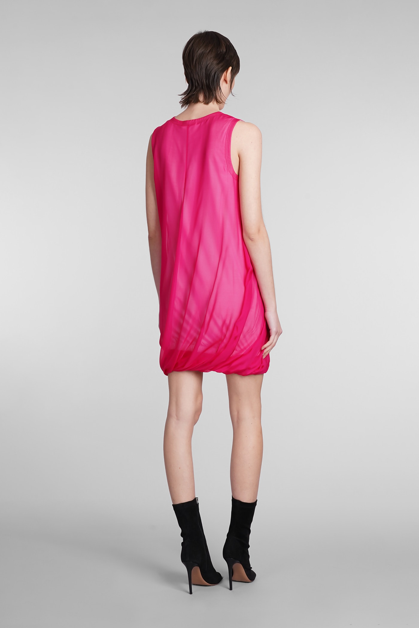 Shop Helmut Lang Dress In Fuxia Silk