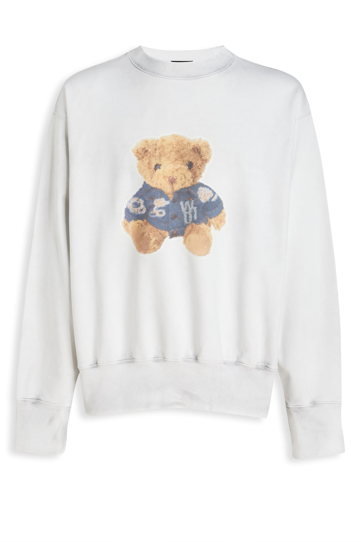 WE11 DONE White Denim Jacket Teddy Sweatshirt