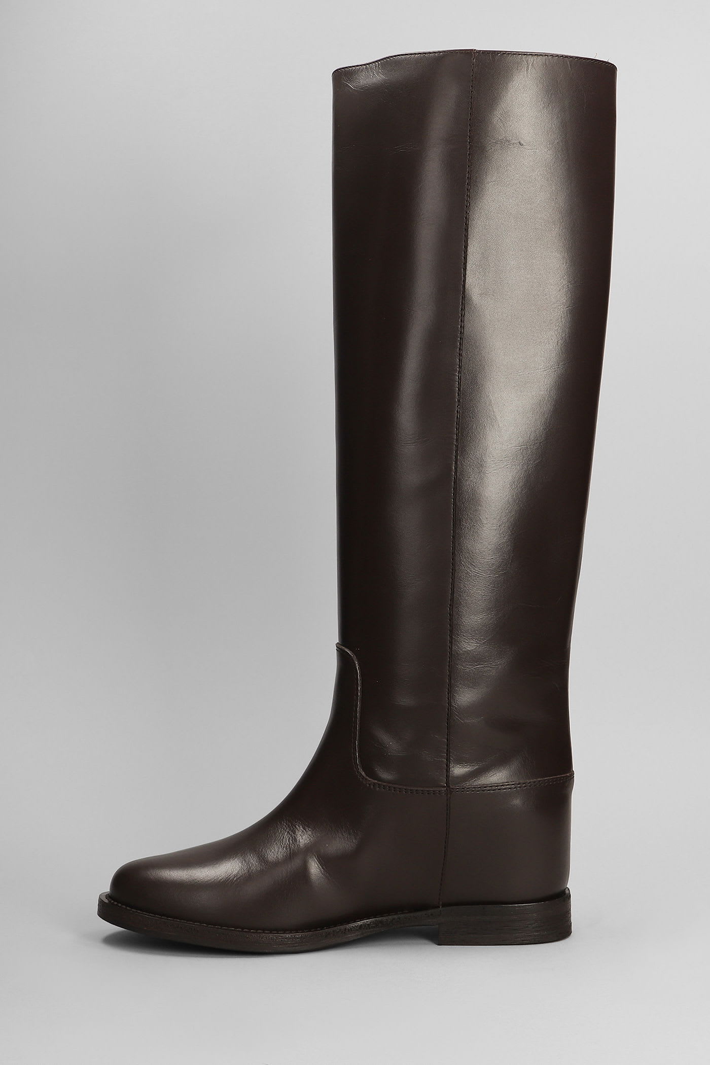 Via Roma 15 Woman Boot Dark Brown Size 7.5 Leather In Multi